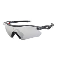 Falcon | Grey Texture Large Half Rim Shield Sports Sunglasses for Men & Women [Mirrored]