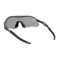 Falcon | Grey Texture Large Half Rim Shield Sports Sunglasses for Men & Women [Mirrored]