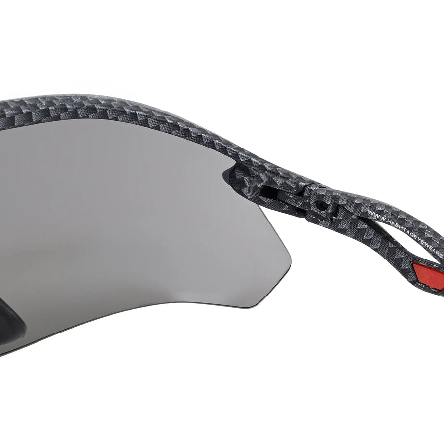 Falcon | Grey Texture Large Half Rim Shield Sports Sunglasses for Men & Women [Mirrored]