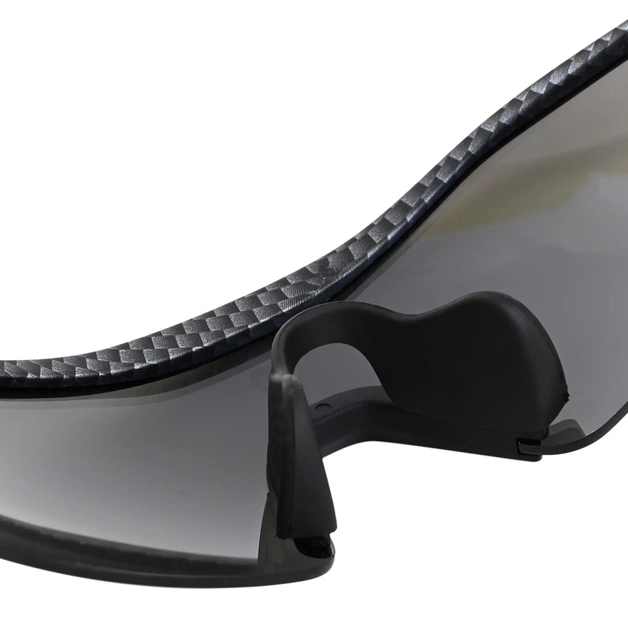 Falcon | Grey Texture Large Half Rim Shield Sports Sunglasses for Men & Women [Mirrored]