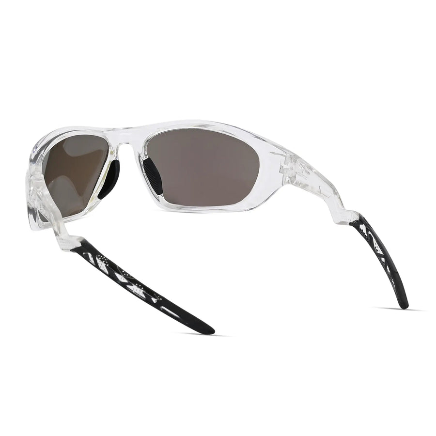 Lateralis | Transparent Large Full Rim Wraparound Sports Sunglasses for Men & Women [Mirrored]