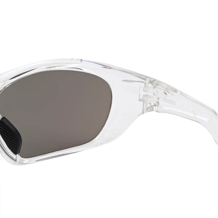 Lateralis | Transparent Large Full Rim Wraparound Sports Sunglasses for Men & Women [Mirrored]