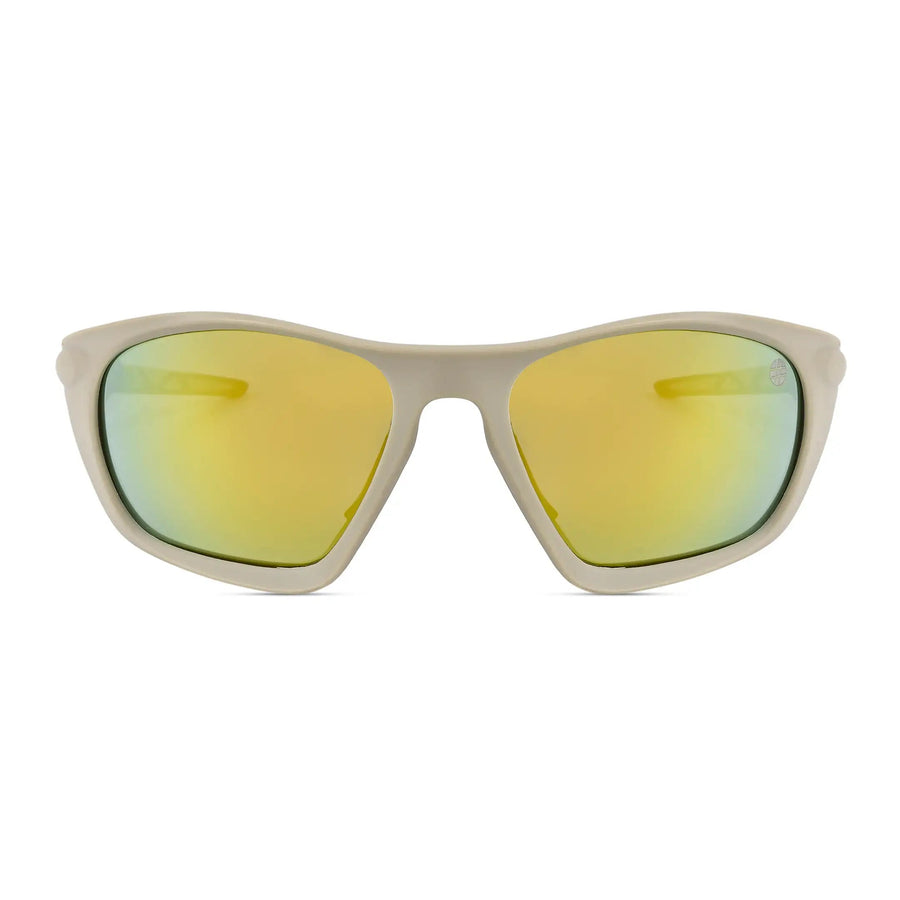 Lateralis | Cream Large Full Rim Wraparound Sports Sunglasses for Men & Women [Mirrored]