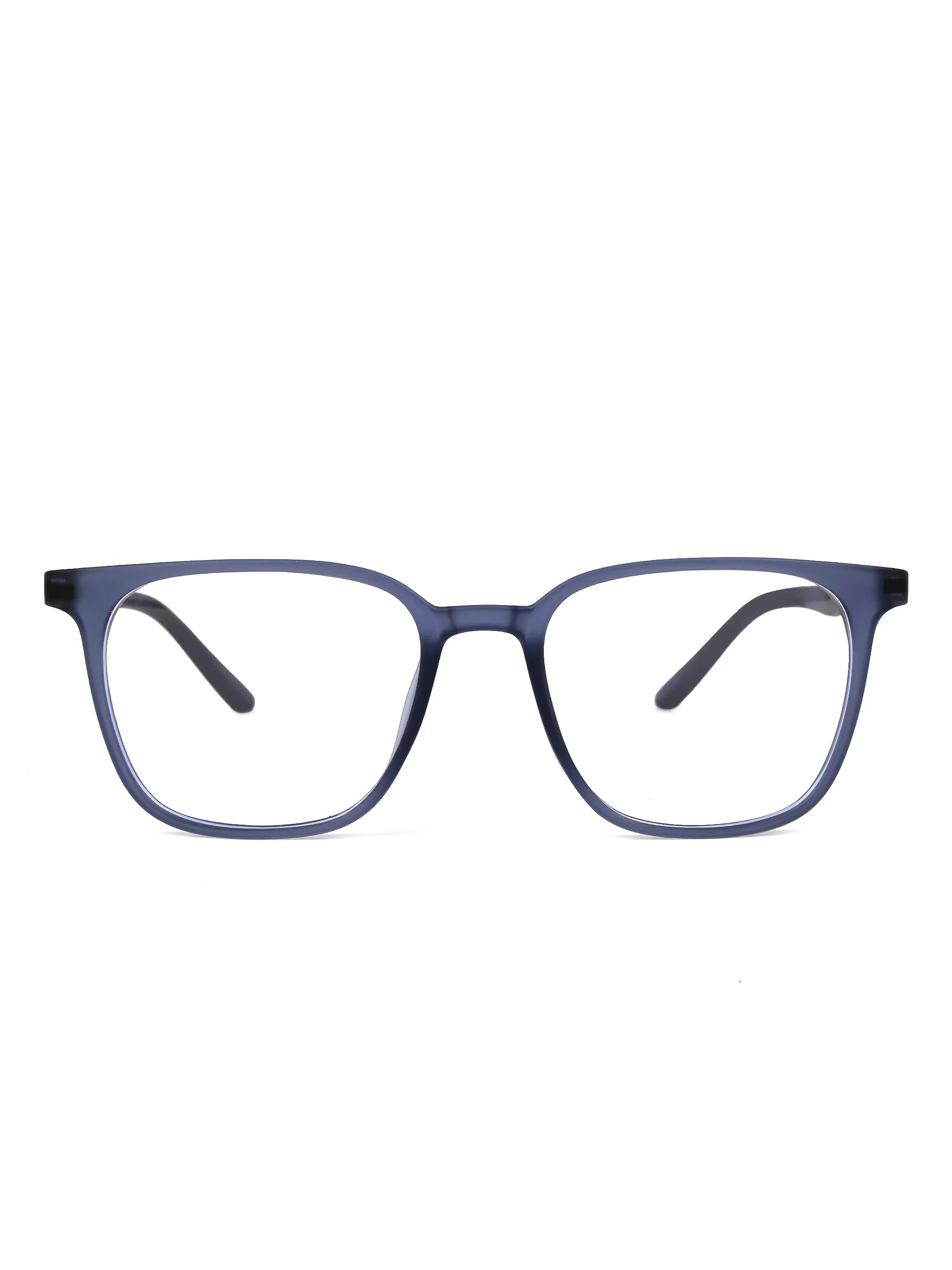 Blokz | Transparent Navy Blue Medium Full Rim RECTANGLE Computer Glasses for Men & Women [Blue Block]