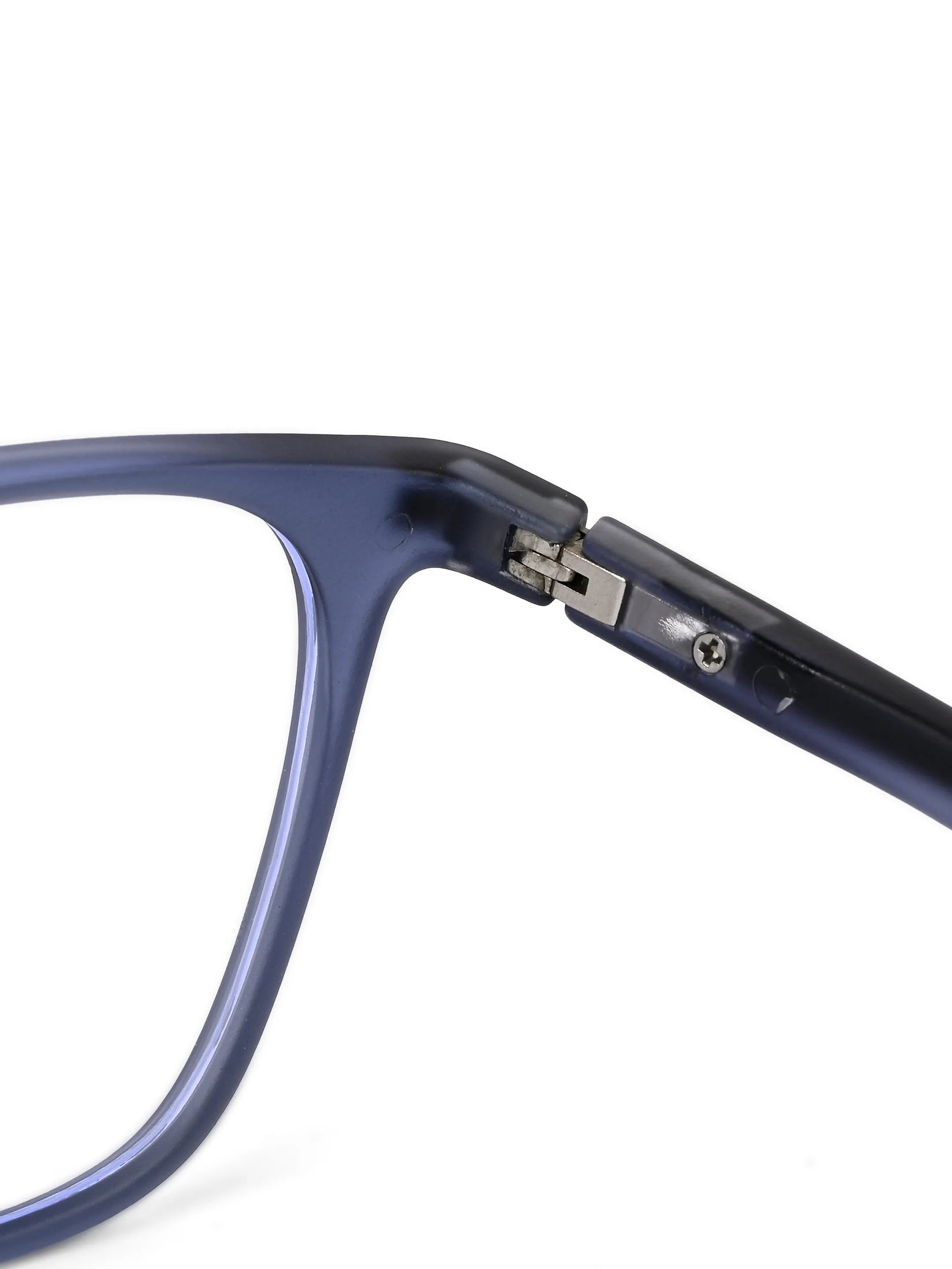 Blokz | Transparent Navy Blue Medium Full Rim RECTANGLE Computer Glasses for Men & Women [Blue Block]