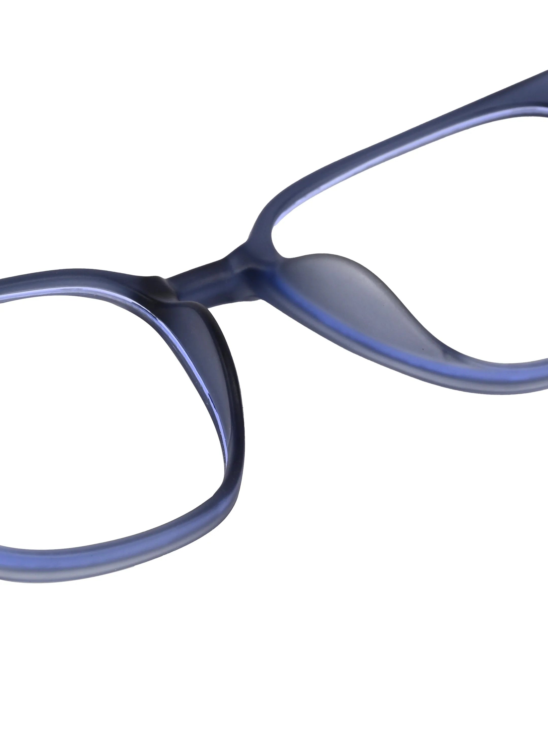 Blokz | Transparent Navy Blue Medium Full Rim RECTANGLE Computer Glasses for Men & Women [Blue Block]