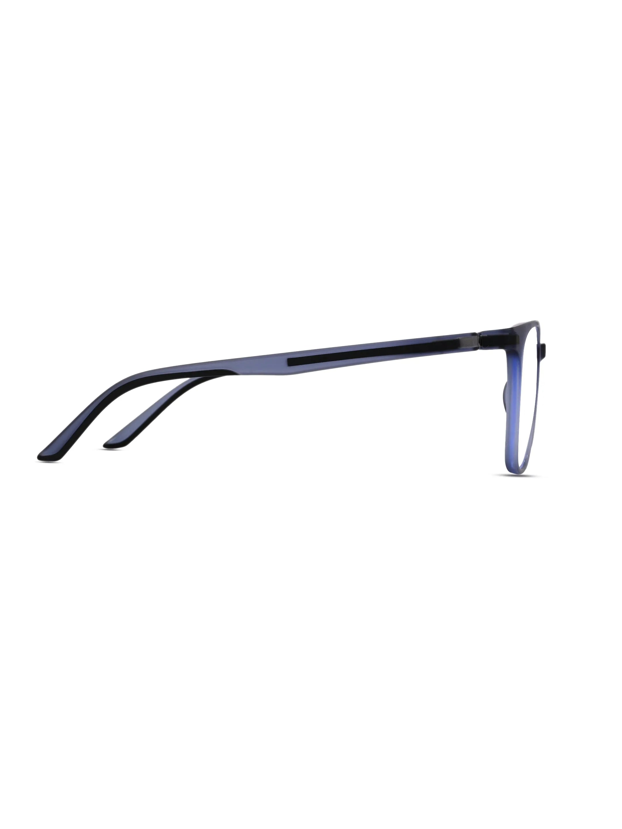 Blokz | Transparent Navy Blue Medium Full Rim RECTANGLE Computer Glasses for Men & Women [Blue Block]