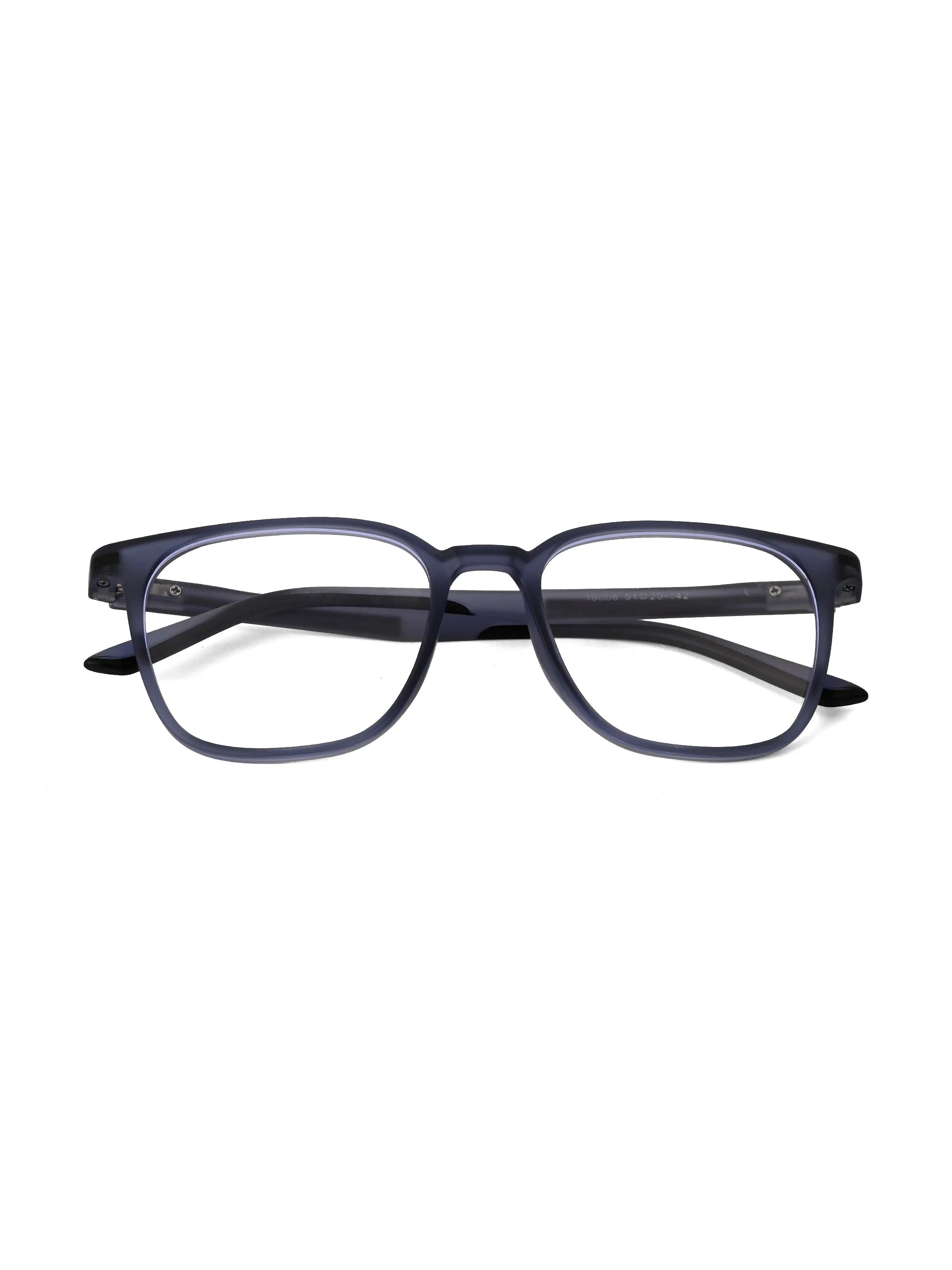 Blokz | Transparent Navy Blue Medium Full Rim RECTANGLE Computer Glasses for Men & Women [Blue Block]
