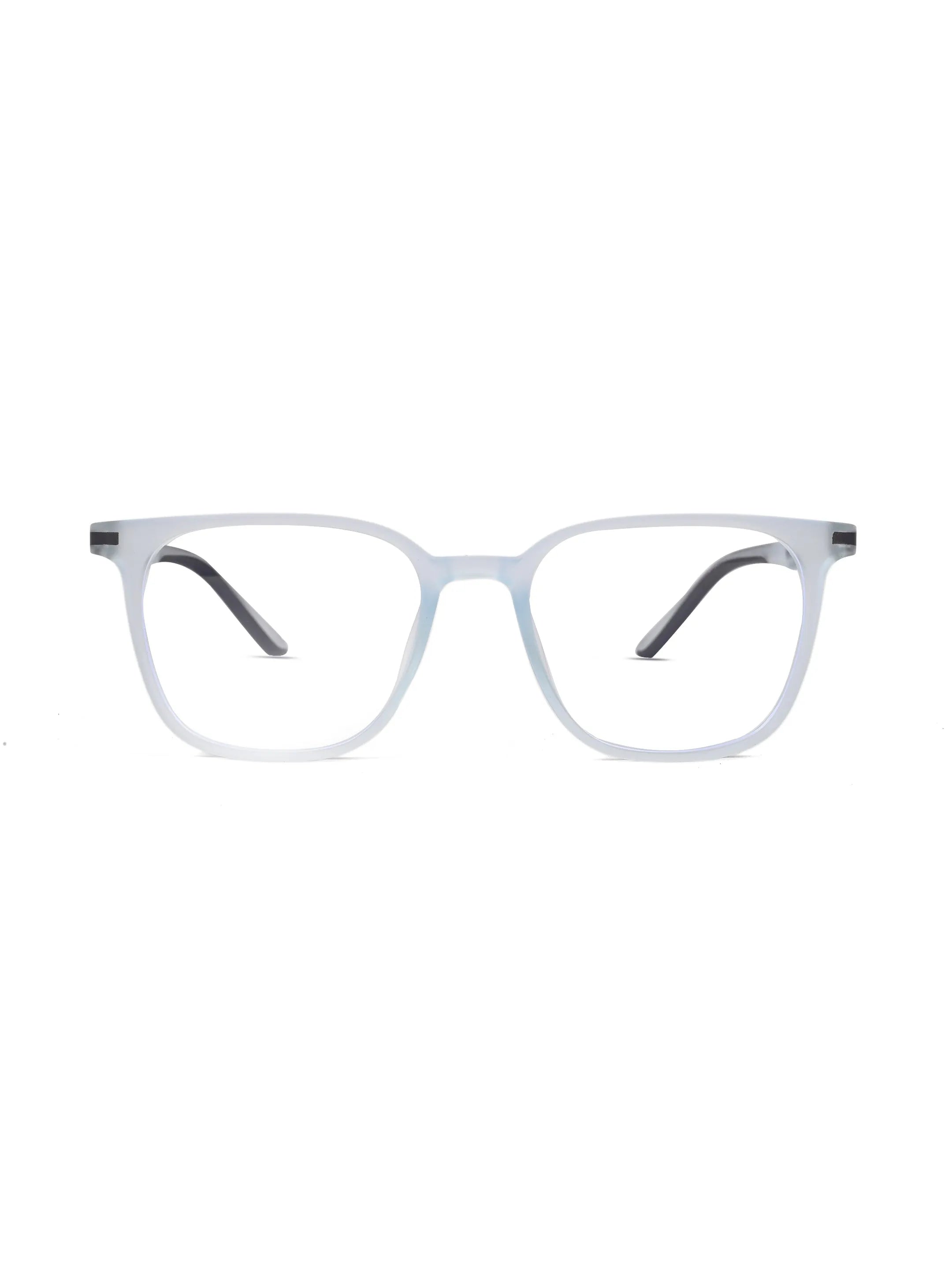 Blokz | Transparent Light Blue & Transparent White Medium Full Rim RECTANGLE Computer Glasses for Men & Women [Blue Block]