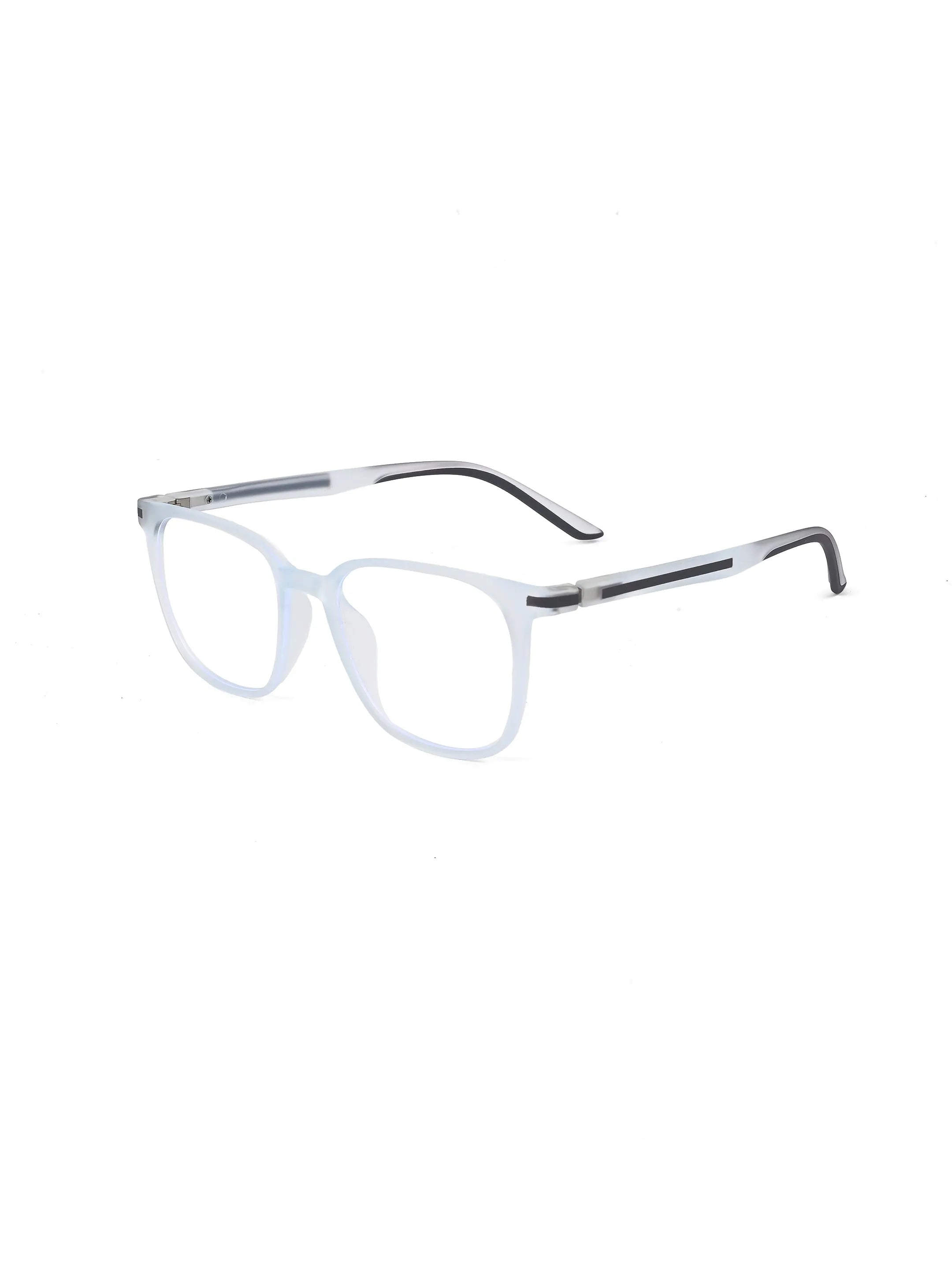 Blokz | Transparent Light Blue & Transparent White Medium Full Rim RECTANGLE Computer Glasses for Men & Women [Blue Block]