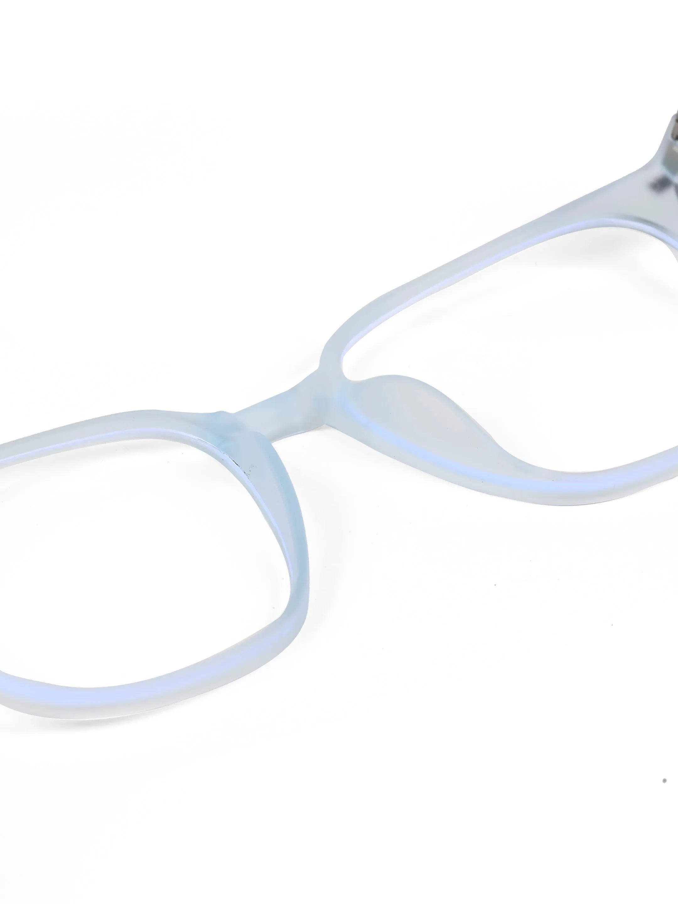 Blokz | Transparent Light Blue & Transparent White Medium Full Rim RECTANGLE Computer Glasses for Men & Women [Blue Block]