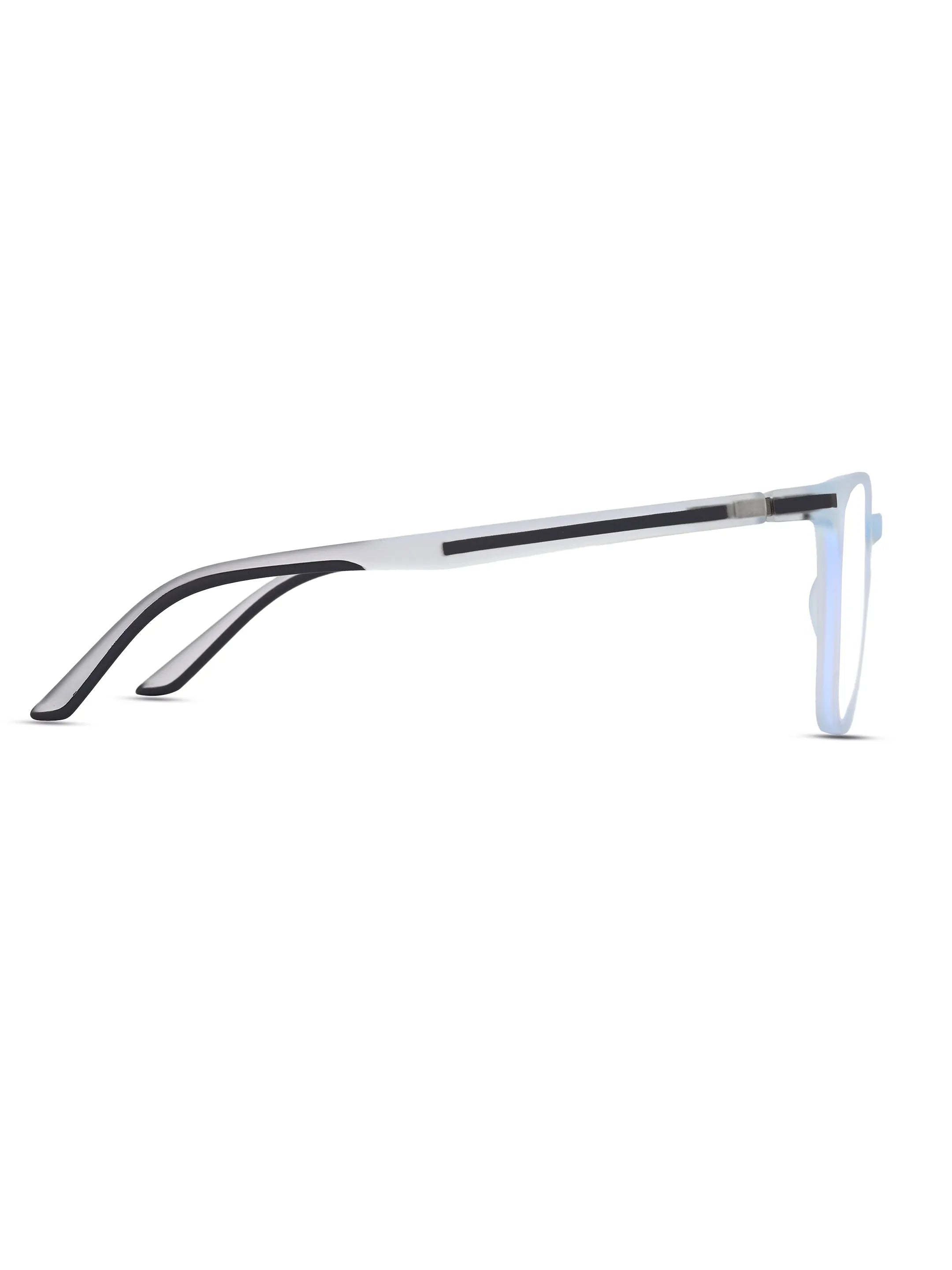 Blokz | Transparent Light Blue & Transparent White Medium Full Rim RECTANGLE Computer Glasses for Men & Women [Blue Block]