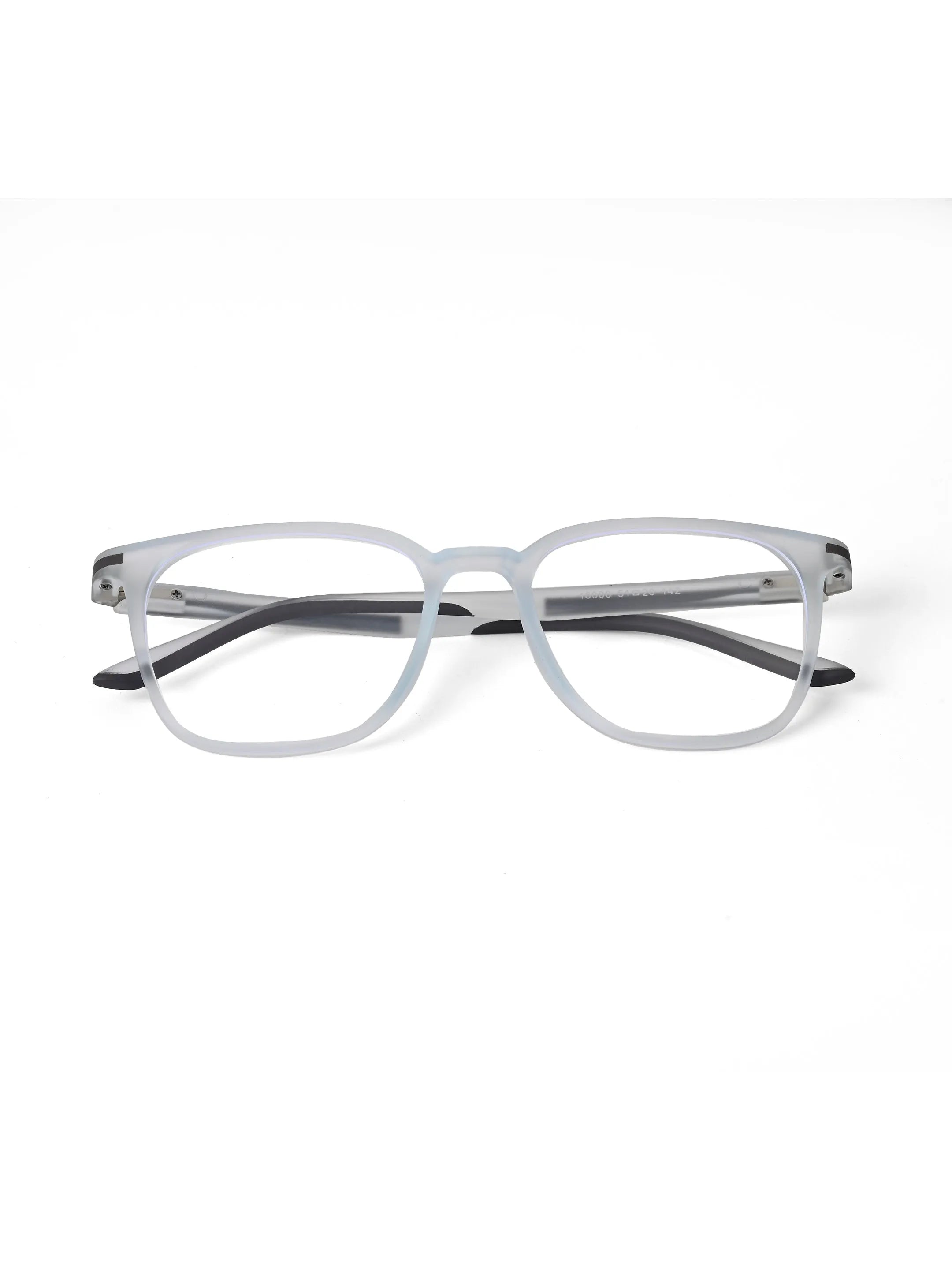 Blokz | Transparent Light Blue & Transparent White Medium Full Rim RECTANGLE Computer Glasses for Men & Women [Blue Block]