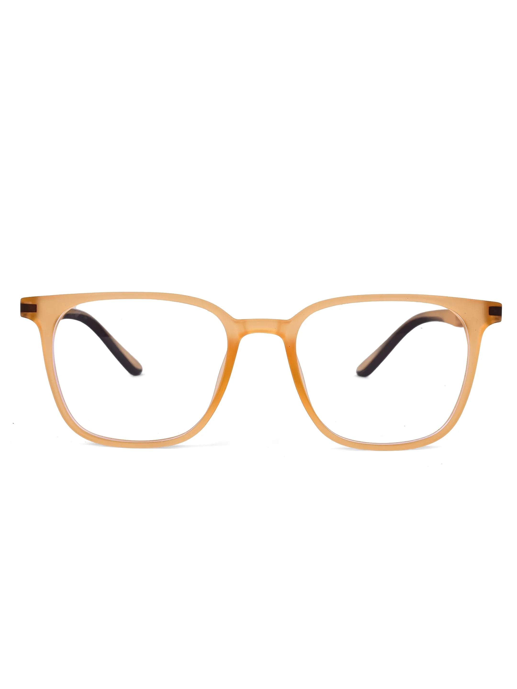 Blokz | Transparent Orange Medium Full Rim RECTANGLE Computer Glasses for Men & Women [Blue Block]