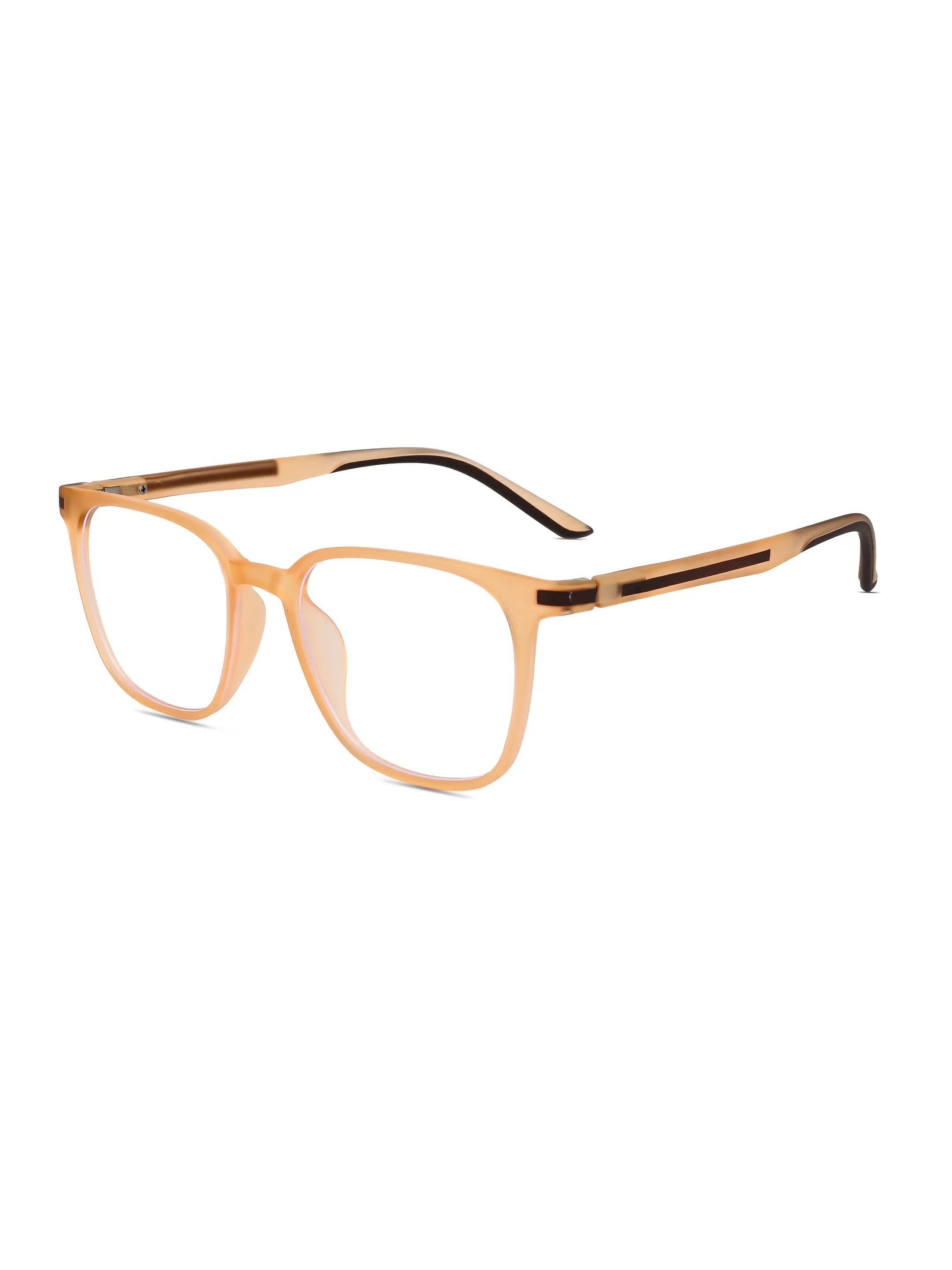Blokz | Transparent Orange Medium Full Rim RECTANGLE Computer Glasses for Men & Women [Blue Block]