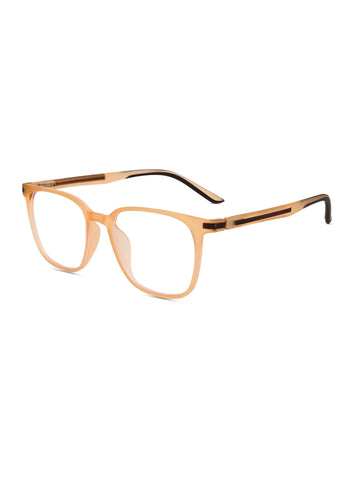 Blokz | Transparent Orange Medium Full Rim RECTANGLE Computer Glasses for Men & Women [Blue Block]