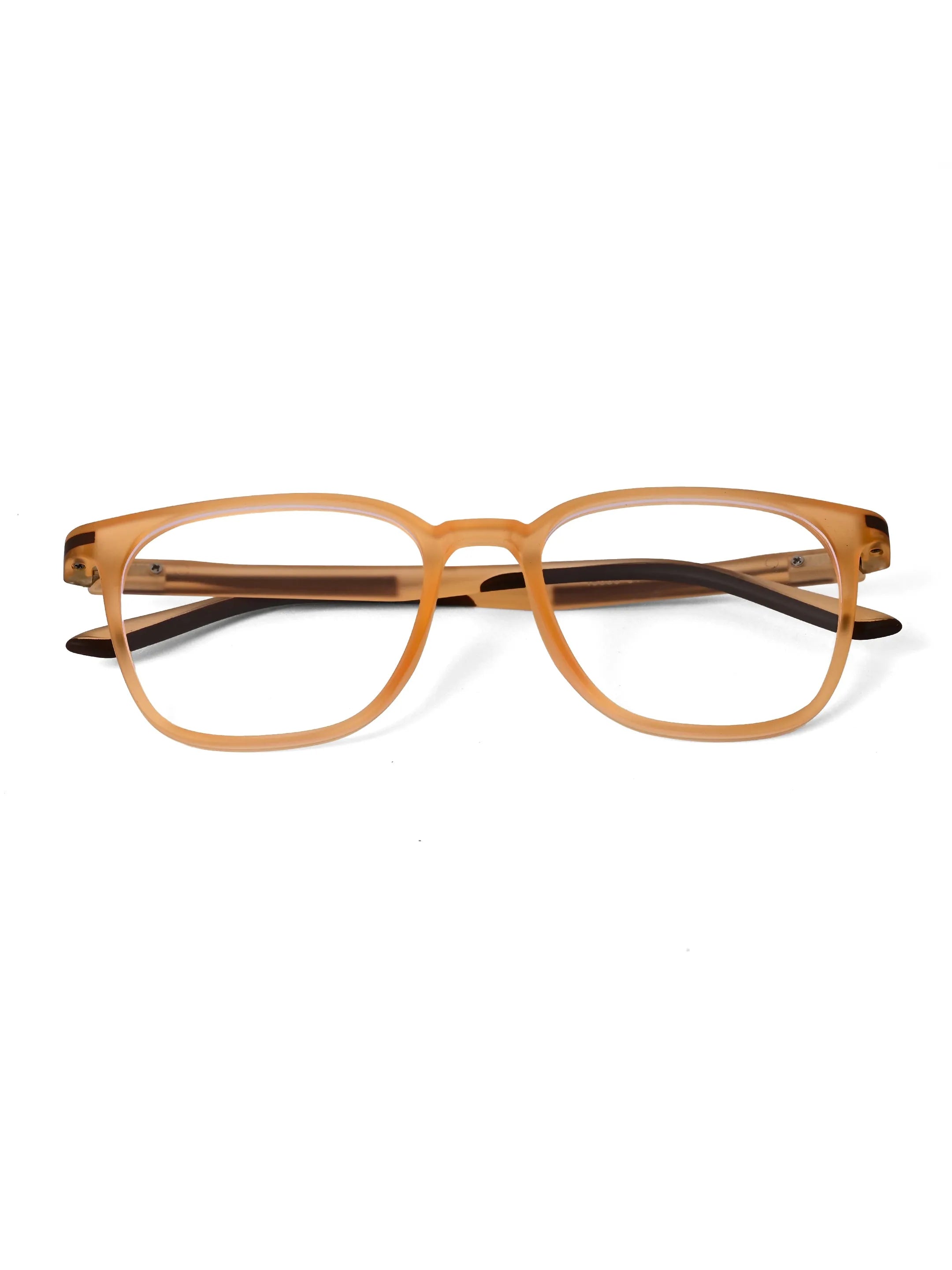 Blokz | Transparent Orange Medium Full Rim RECTANGLE Computer Glasses for Men & Women [Blue Block]