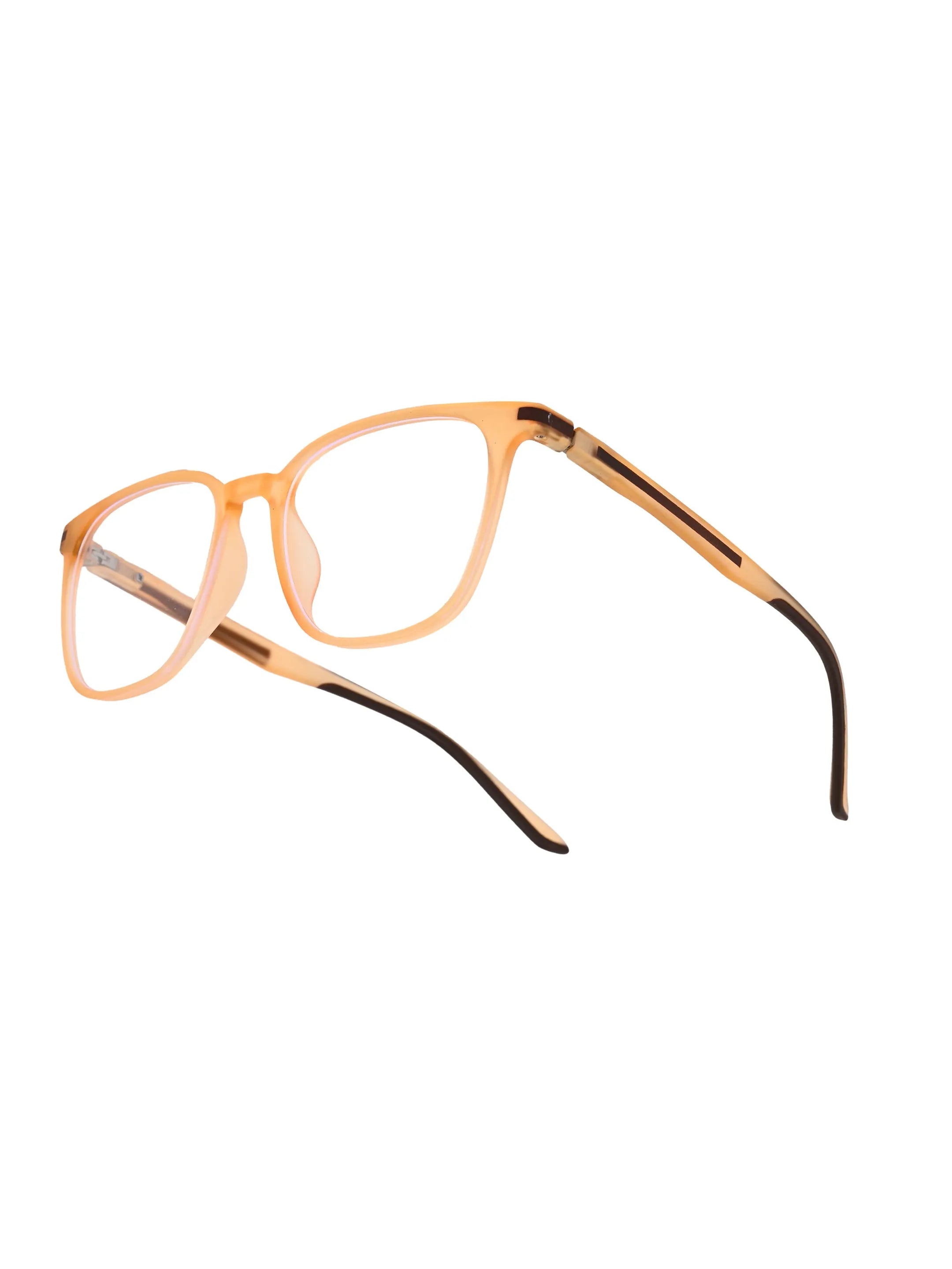 Blokz | Transparent Orange Medium Full Rim RECTANGLE Computer Glasses for Men & Women [Blue Block]