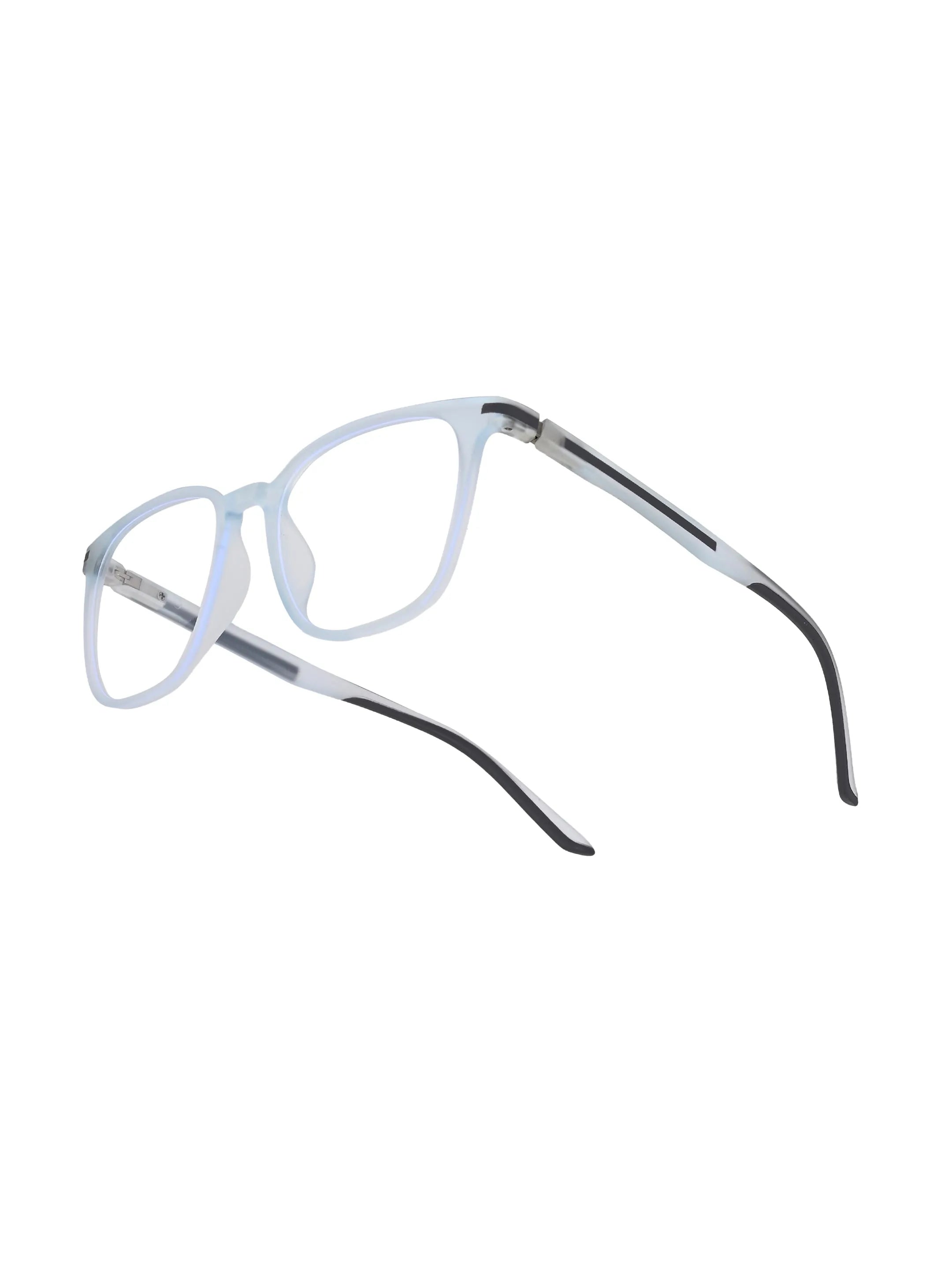 Blokz | Transparent Light Blue & Transparent White Medium Full Rim RECTANGLE Computer Glasses for Men & Women [Blue Block]