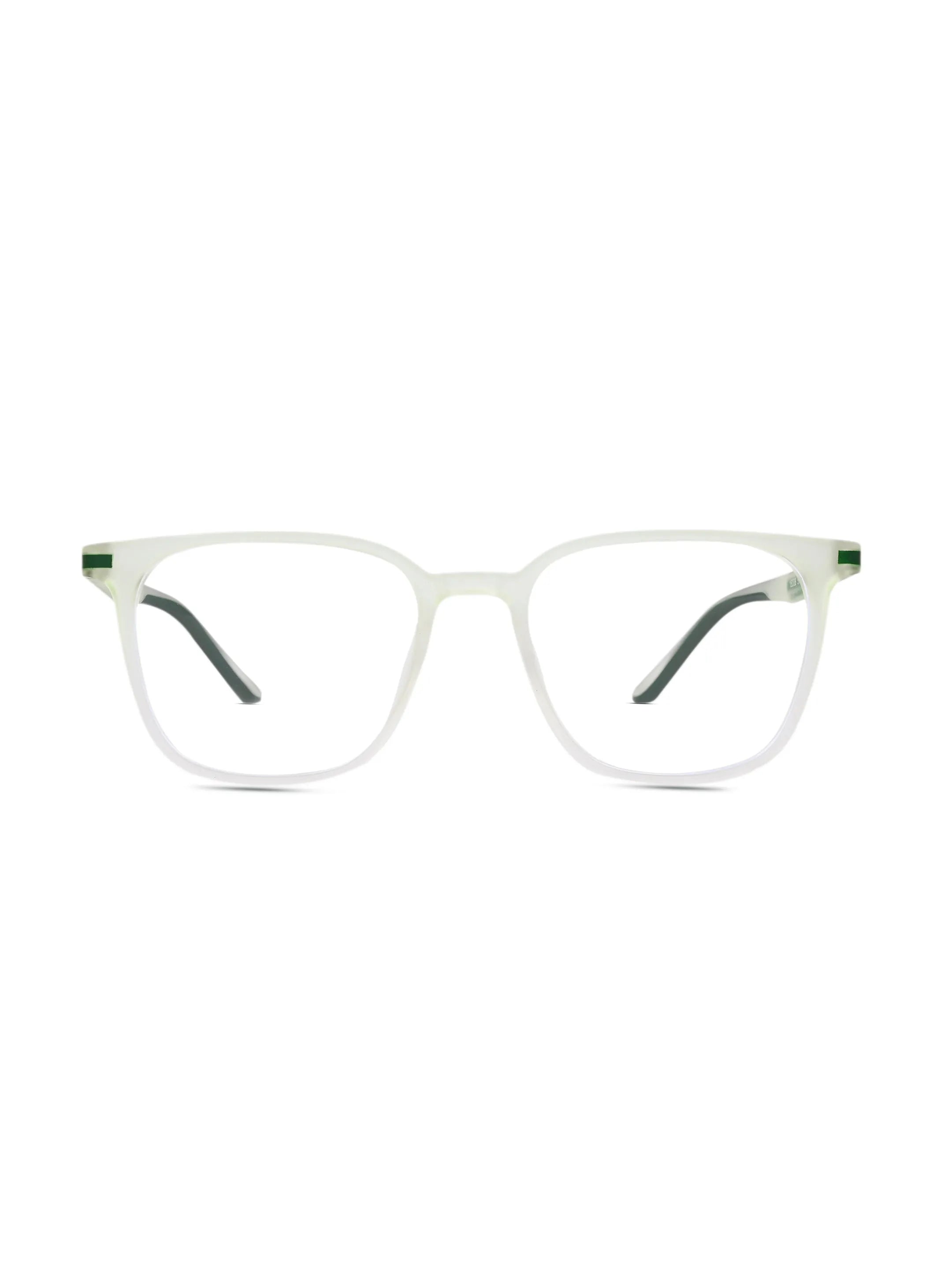 Blokz | Transparent Light Green Medium Full Rim RECTANGLE Computer Glasses for Men & Women [Blue Block]