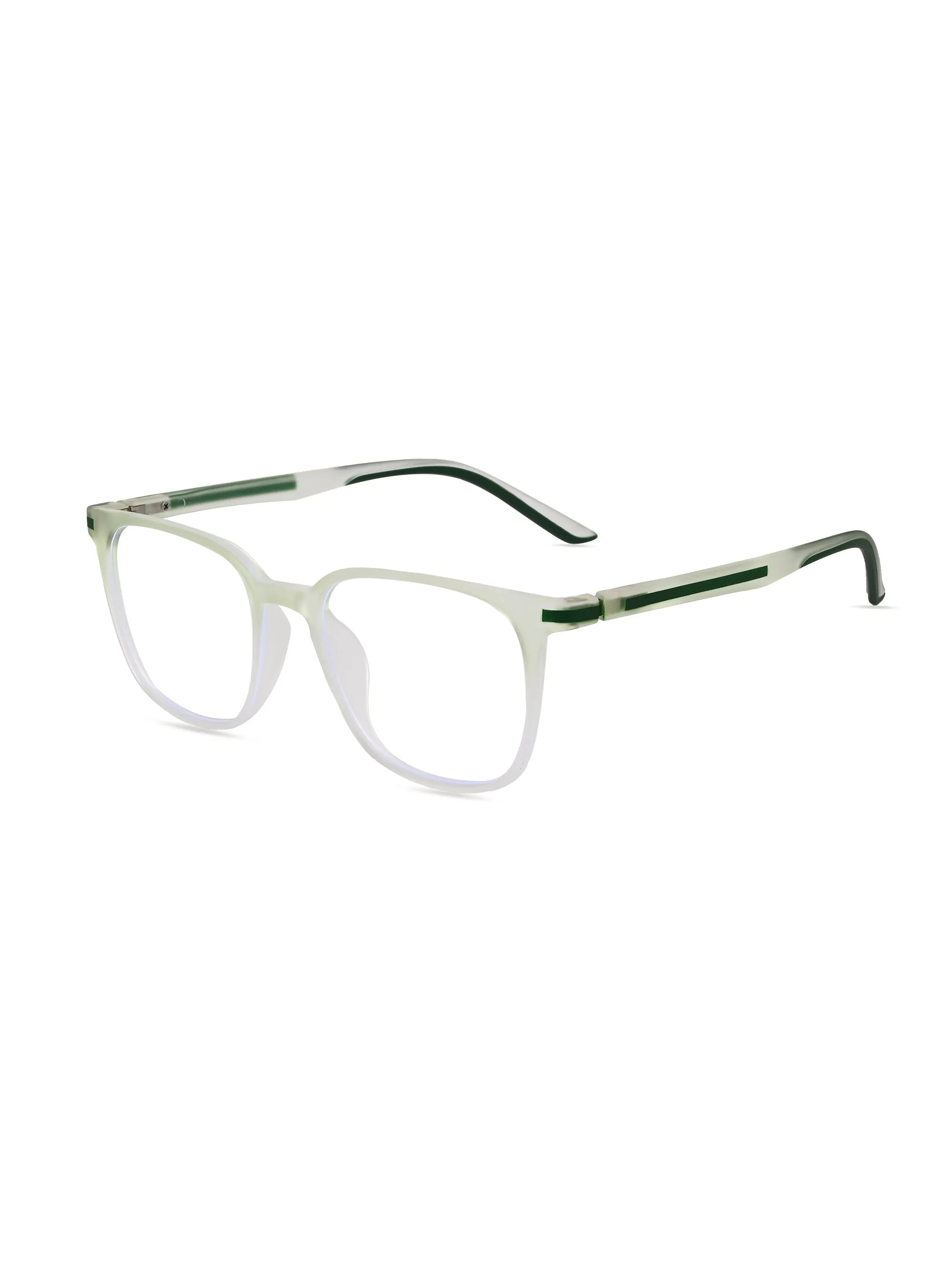 Blokz | Transparent Light Green Medium Full Rim RECTANGLE Computer Glasses for Men & Women [Blue Block]