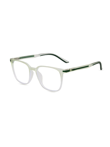 Blokz | Transparent Light Green Medium Full Rim RECTANGLE Computer Glasses for Men & Women [Blue Block]