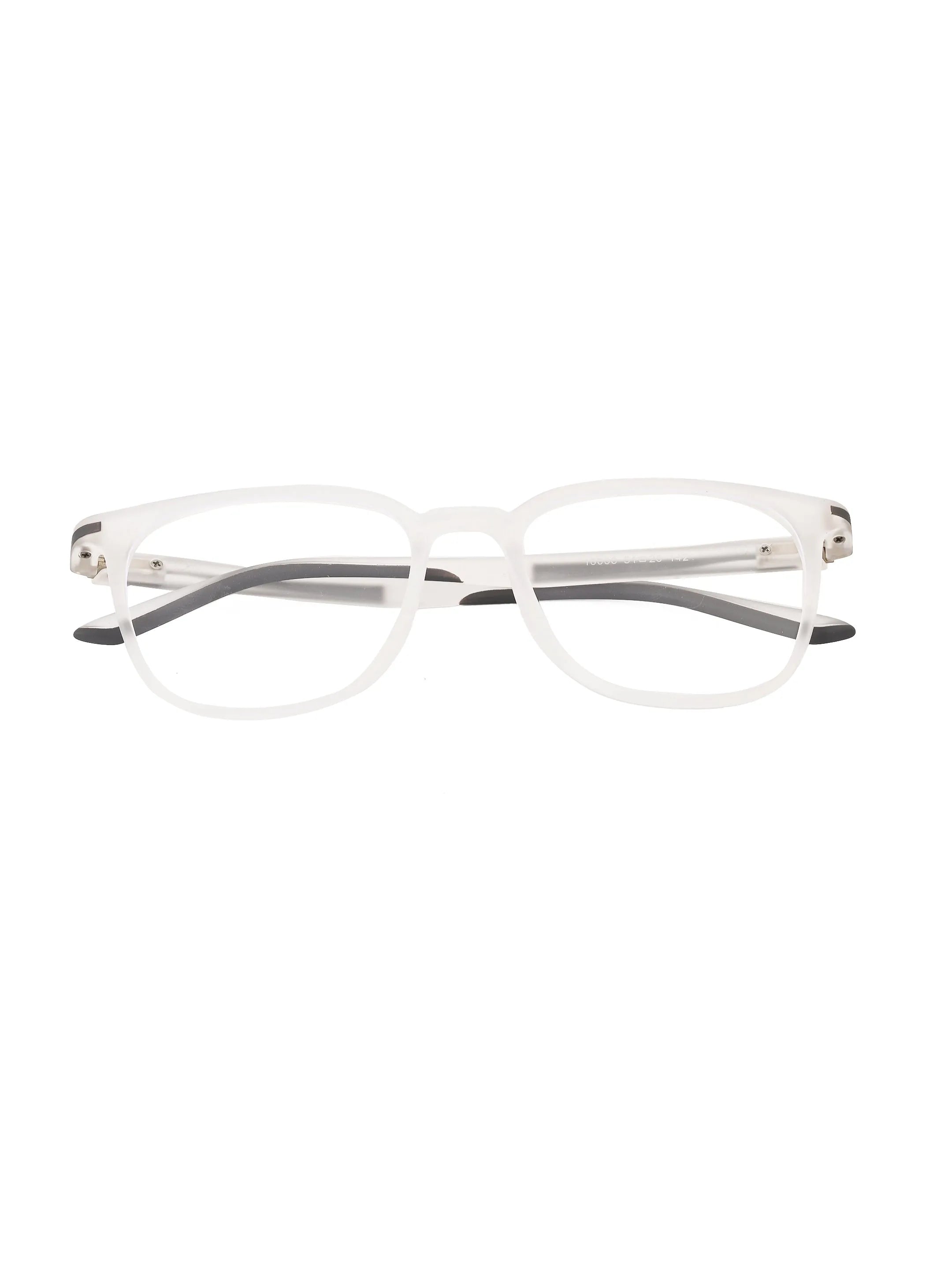 Blokz | Transparent White Medium Full Rim RECTANGLE Computer Glasses for Men & Women [Blue Block]