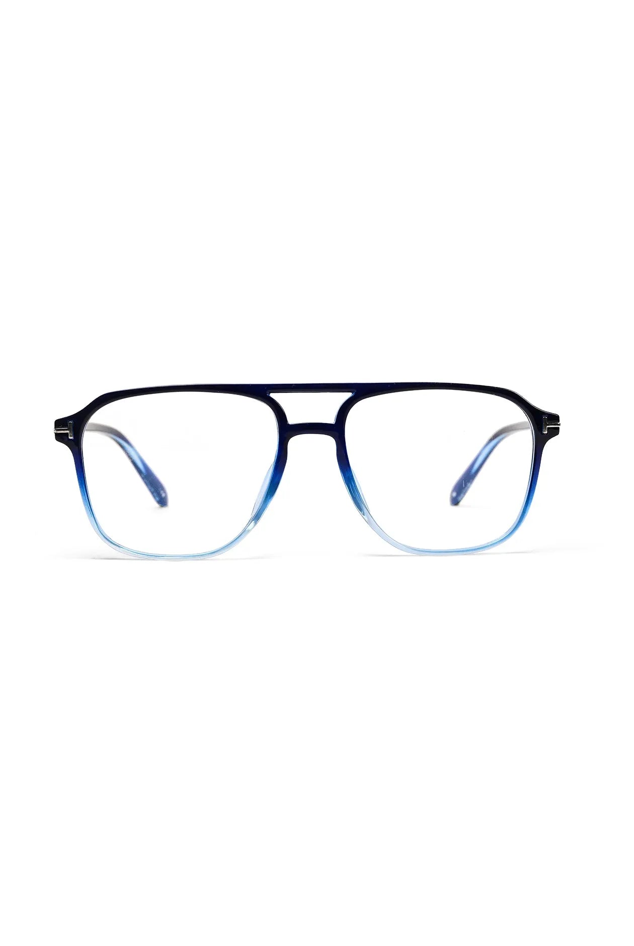 Aegira | Gradient Blue Small Full Rim Square Computer Glasses for Men & Women [Blue Block]