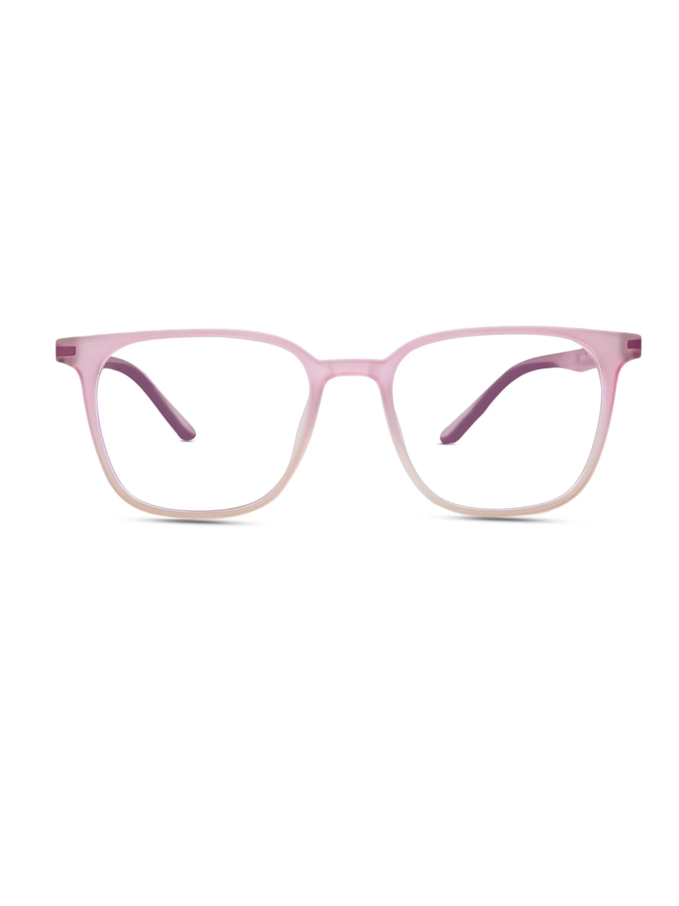 Blokz | Transparent Light Pink Medium Full Rim RECTANGLE Computer Glasses for Men & Women [Blue Block]