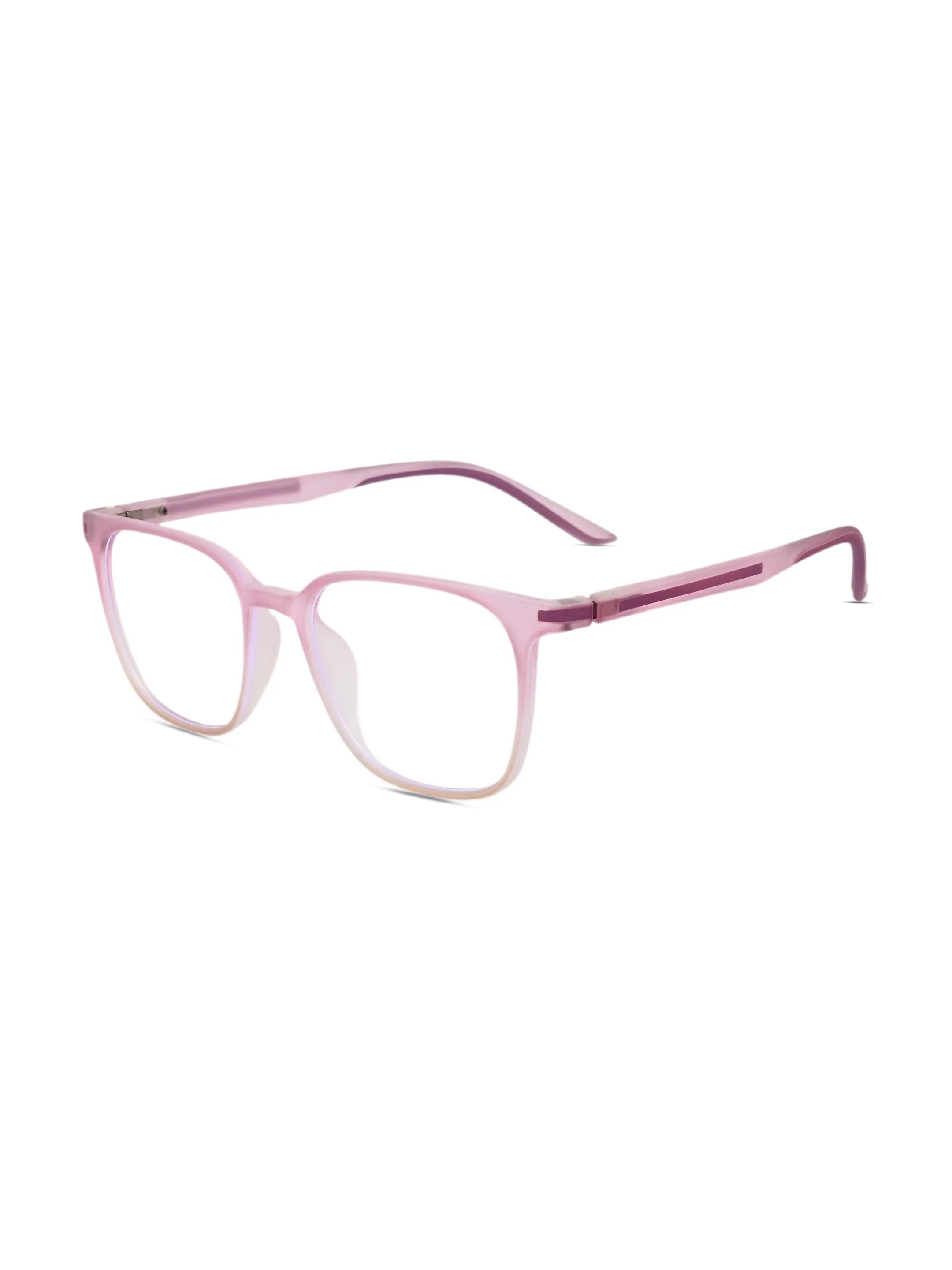 Blokz | Transparent Light Pink Medium Full Rim RECTANGLE Computer Glasses for Men & Women [Blue Block]