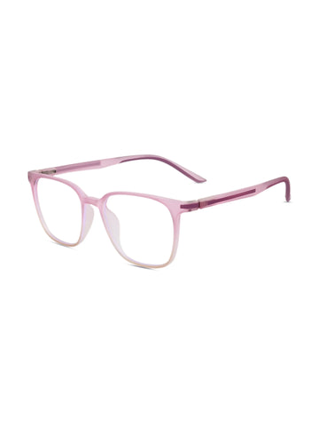 Blokz | Transparent Light Pink Medium Full Rim RECTANGLE Computer Glasses for Men & Women [Blue Block]