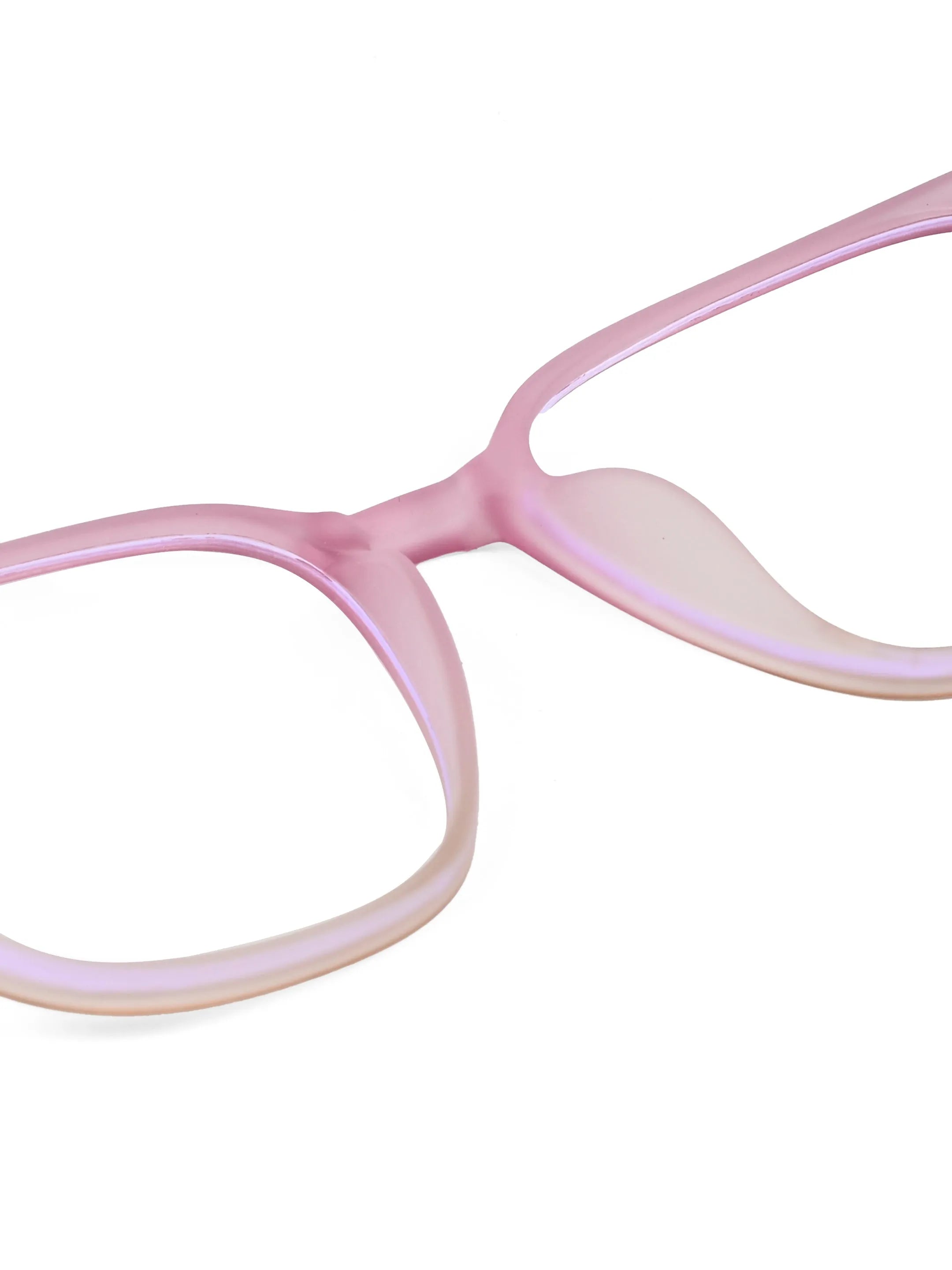 Blokz | Transparent Light Pink Medium Full Rim RECTANGLE Computer Glasses for Men & Women [Blue Block]