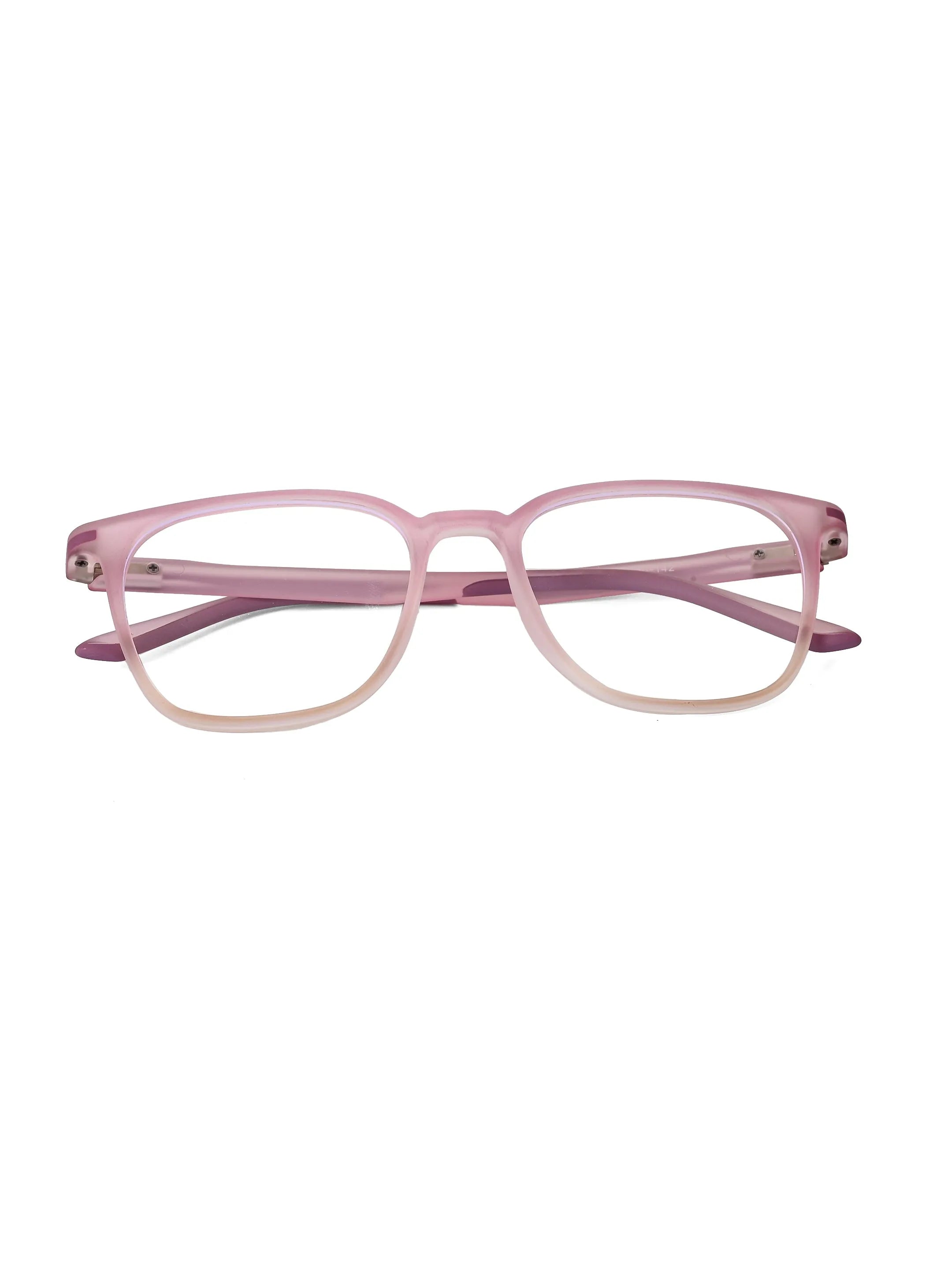 Blokz | Transparent Light Pink Medium Full Rim RECTANGLE Computer Glasses for Men & Women [Blue Block]