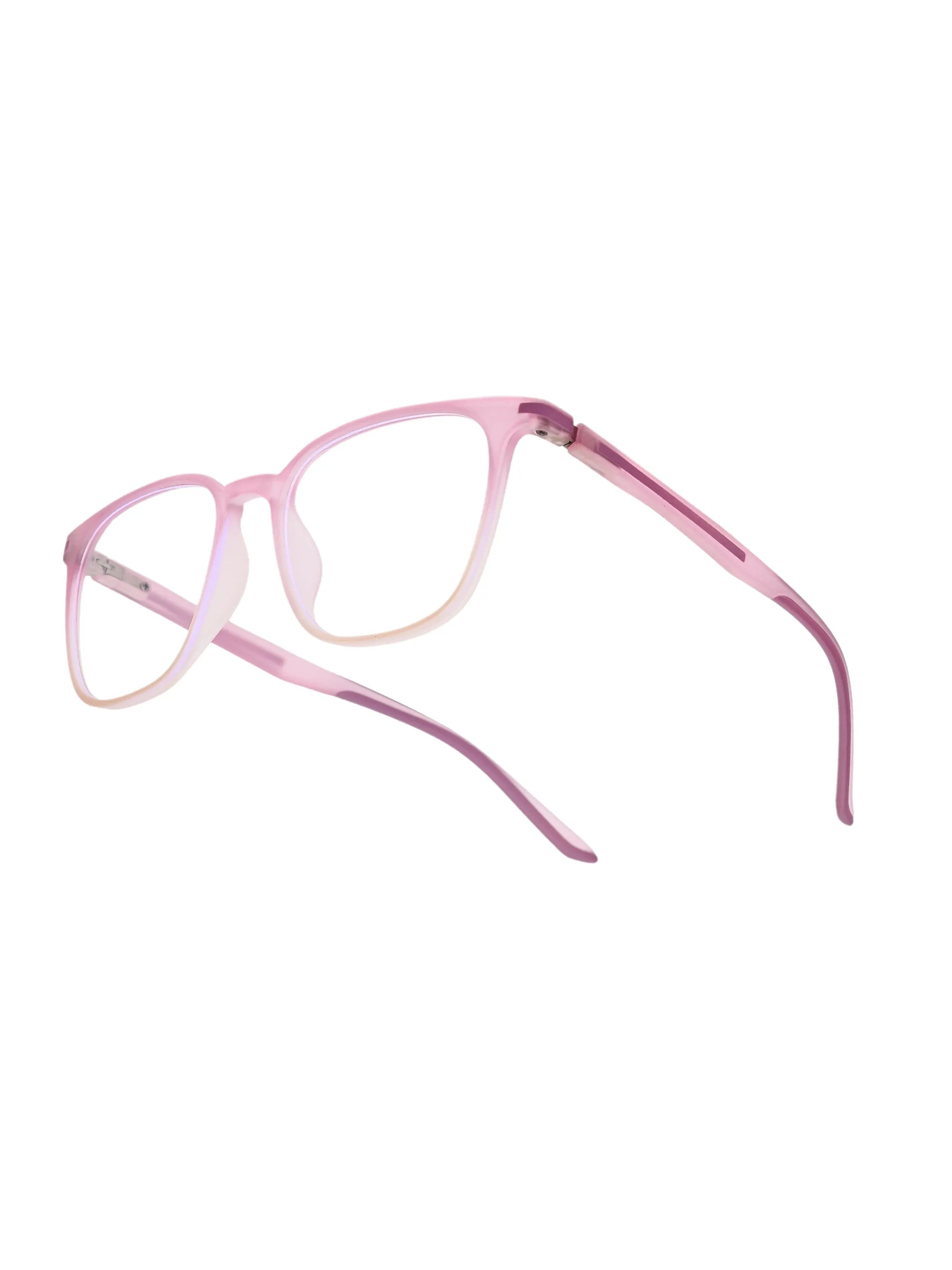 Blokz | Transparent Light Pink Medium Full Rim RECTANGLE Computer Glasses for Men & Women [Blue Block]