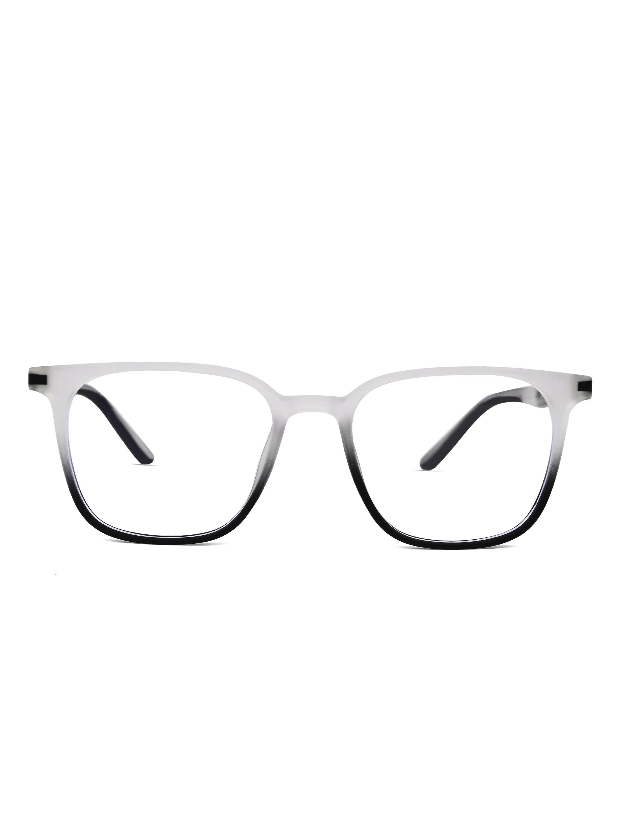 Blokz | Transparent White & Black Medium Full Rim RECTANGLE Computer Glasses for Men & Women [Blue Block]