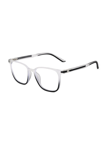 Blokz | Transparent White & Black Medium Full Rim RECTANGLE Computer Glasses for Men & Women [Blue Block]
