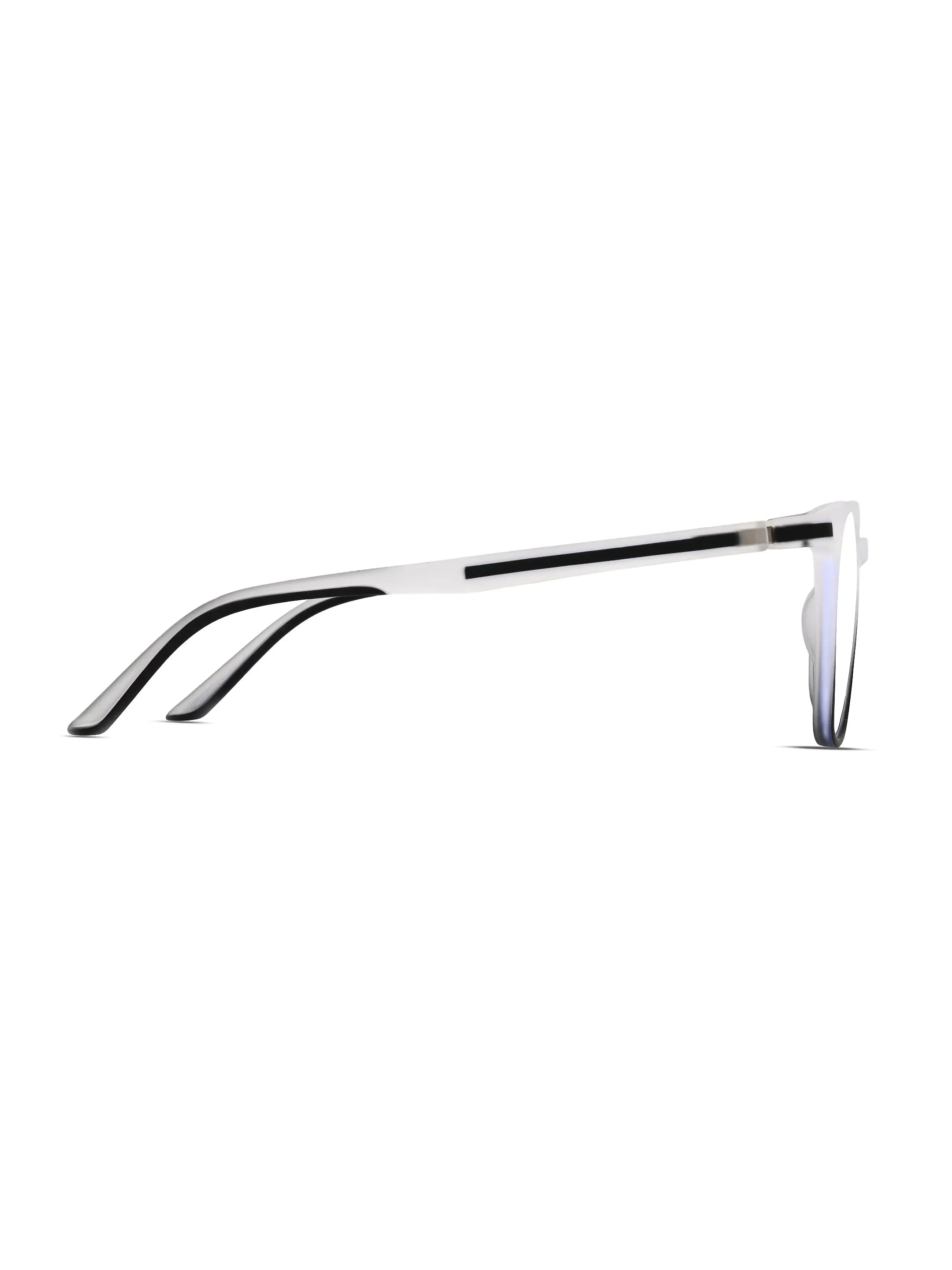 Blokz | Transparent White & Black Medium Full Rim RECTANGLE Computer Glasses for Men & Women [Blue Block]
