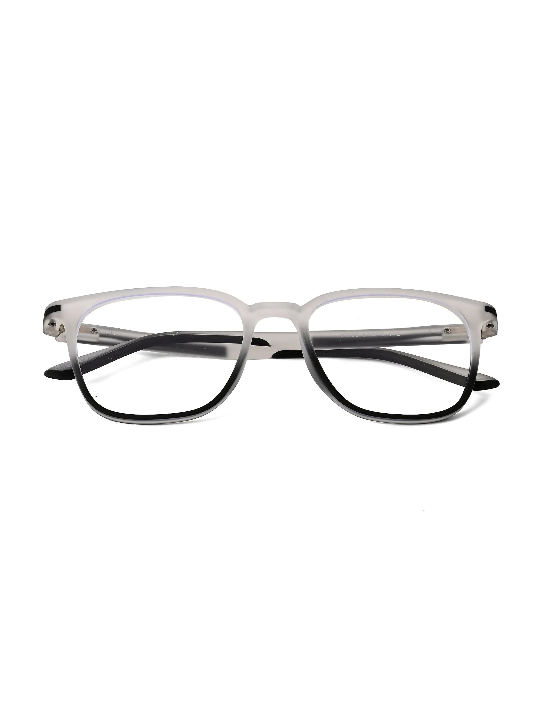 Blokz | Transparent White & Black Medium Full Rim RECTANGLE Computer Glasses for Men & Women [Blue Block]