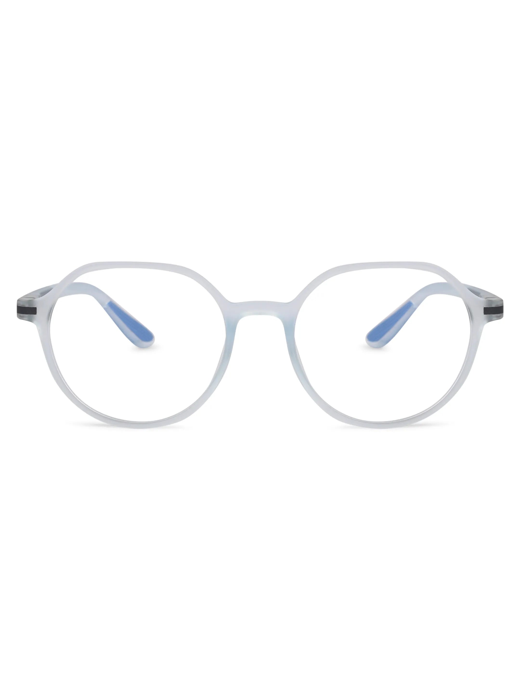 Optibul | Transparent Light Blue & Transparent White Medium Full Rim Square Computer Glasses for Men & Women [Blue Block]