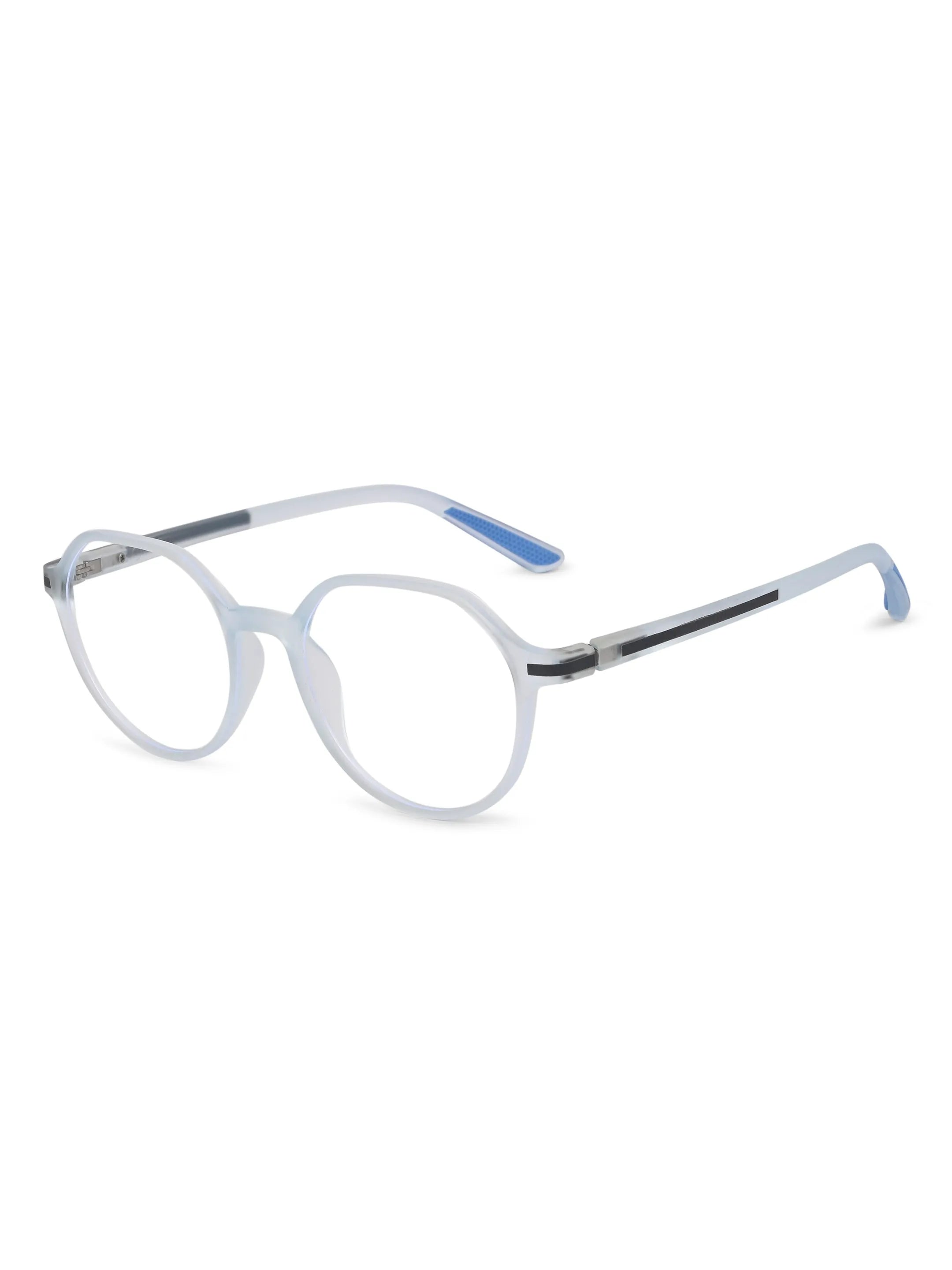 Optibul | Transparent Light Blue & Transparent White Medium Full Rim Square Computer Glasses for Men & Women [Blue Block]