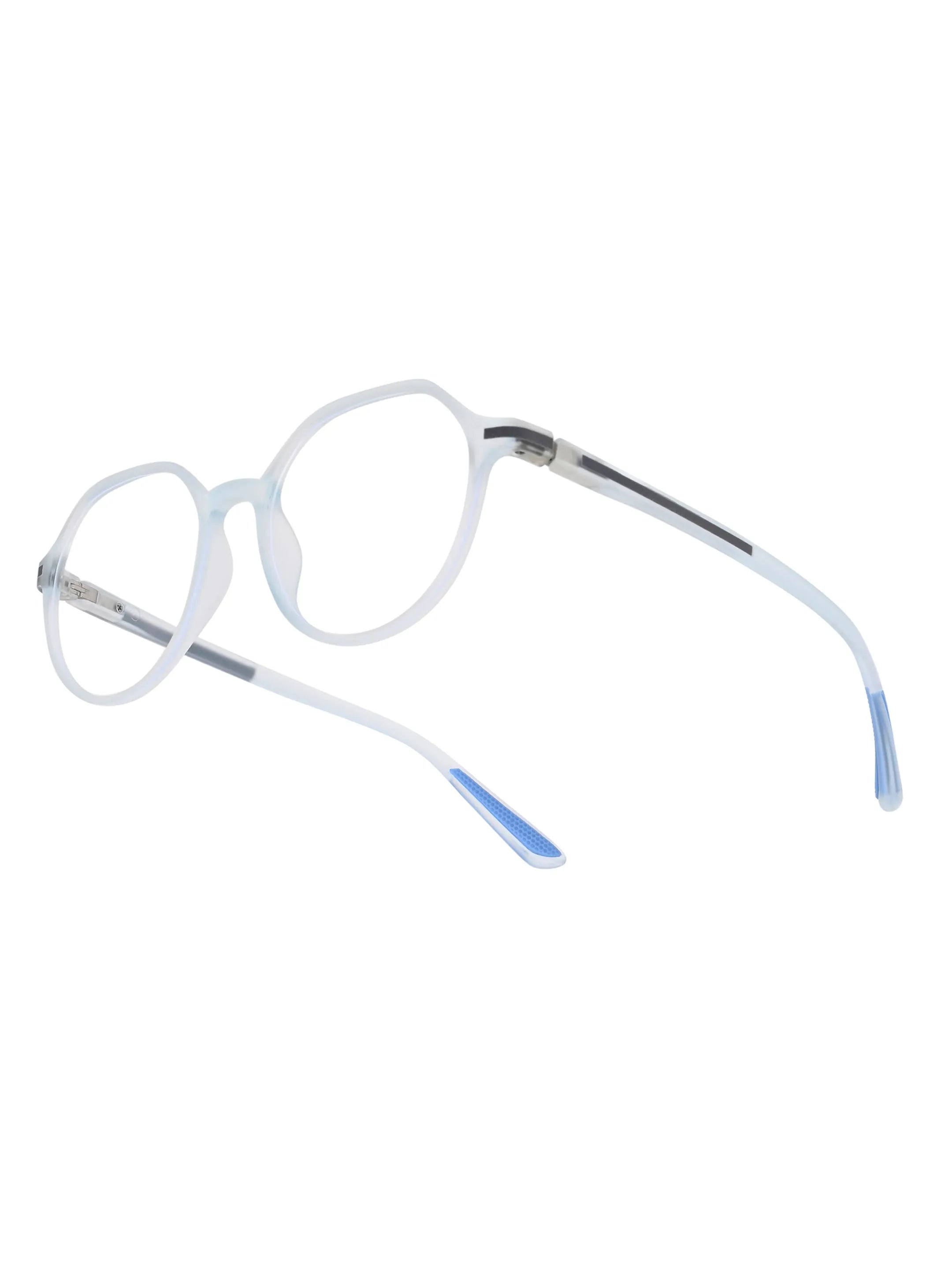 Optibul | Transparent Light Blue & Transparent White Medium Full Rim Square Computer Glasses for Men & Women [Blue Block]