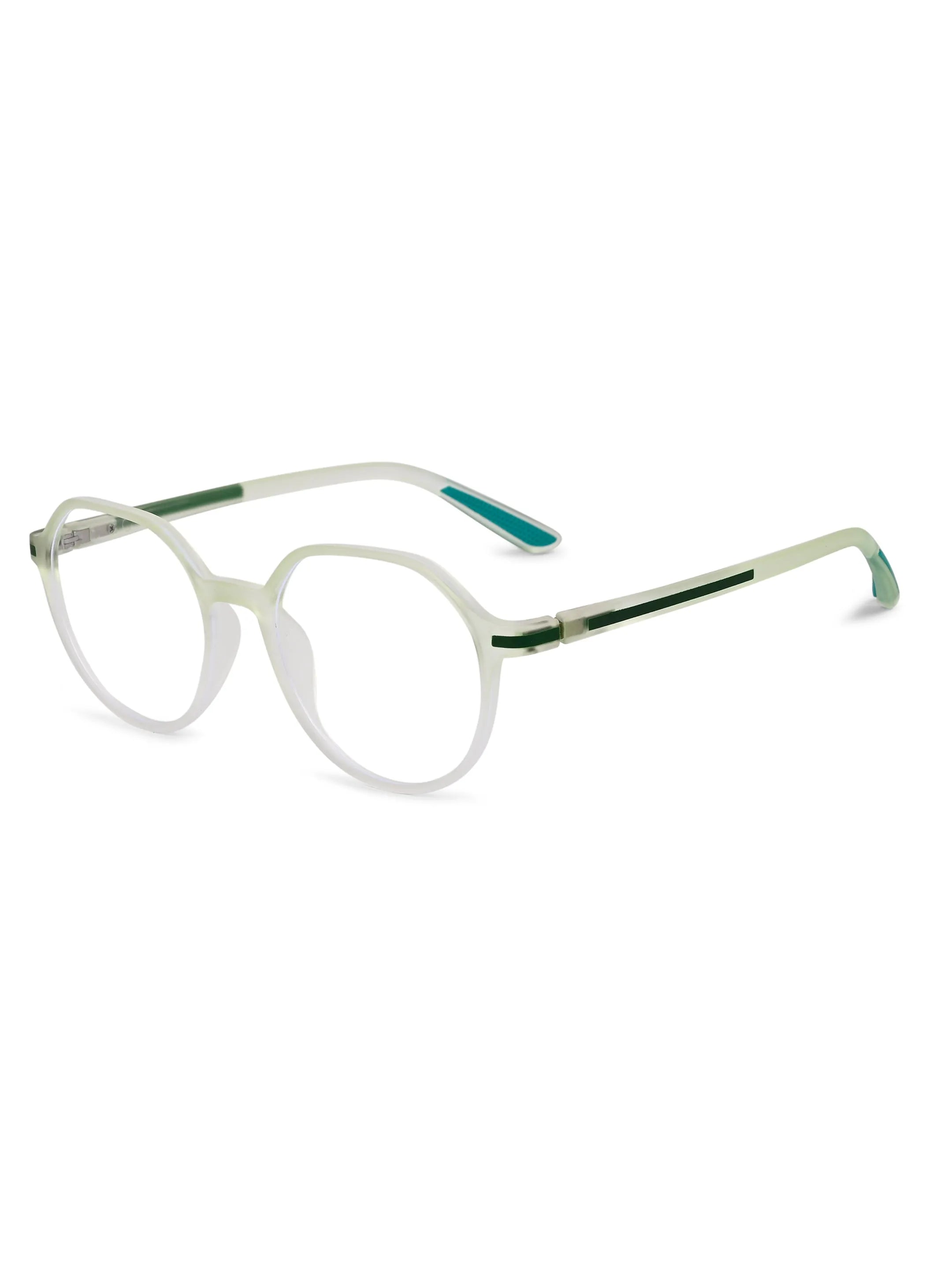 Optibul | Transparent Light Green Medium Full Rim Square Computer Glasses for Men & Women [Blue Block]
