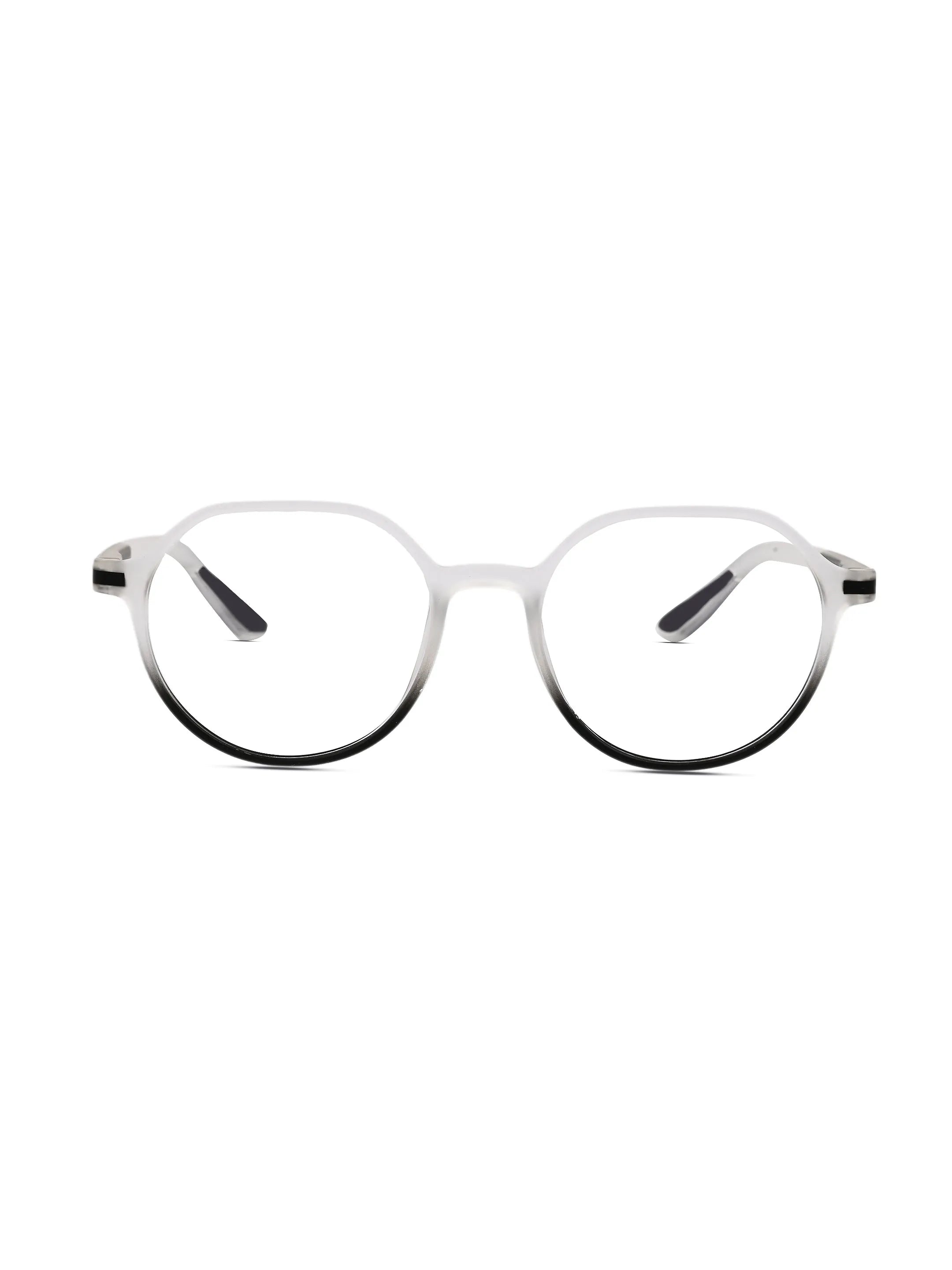 Optibul | Transparent White & Black Medium Full Rim Square Computer Glasses for Men & Women [Blue Block]