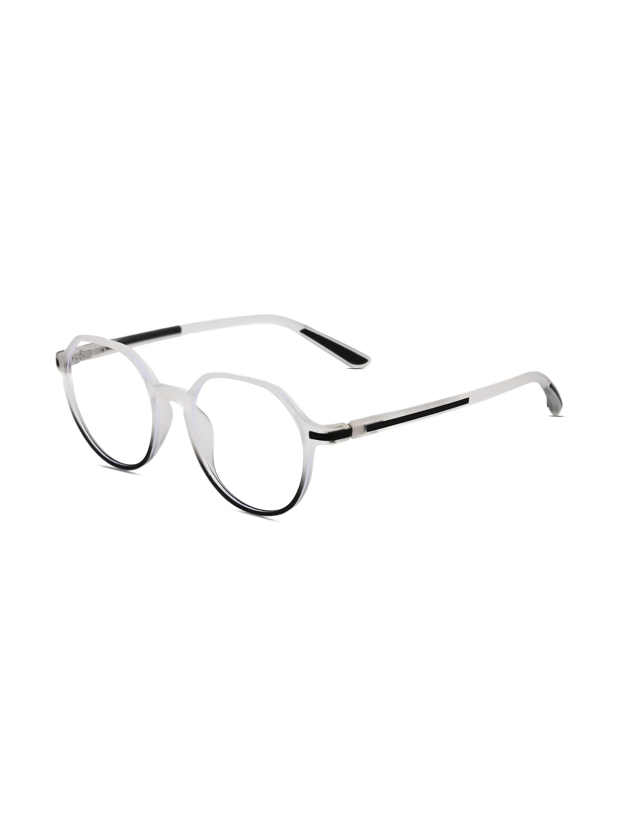 Optibul | Transparent White & Black Medium Full Rim Square Computer Glasses for Men & Women [Blue Block]