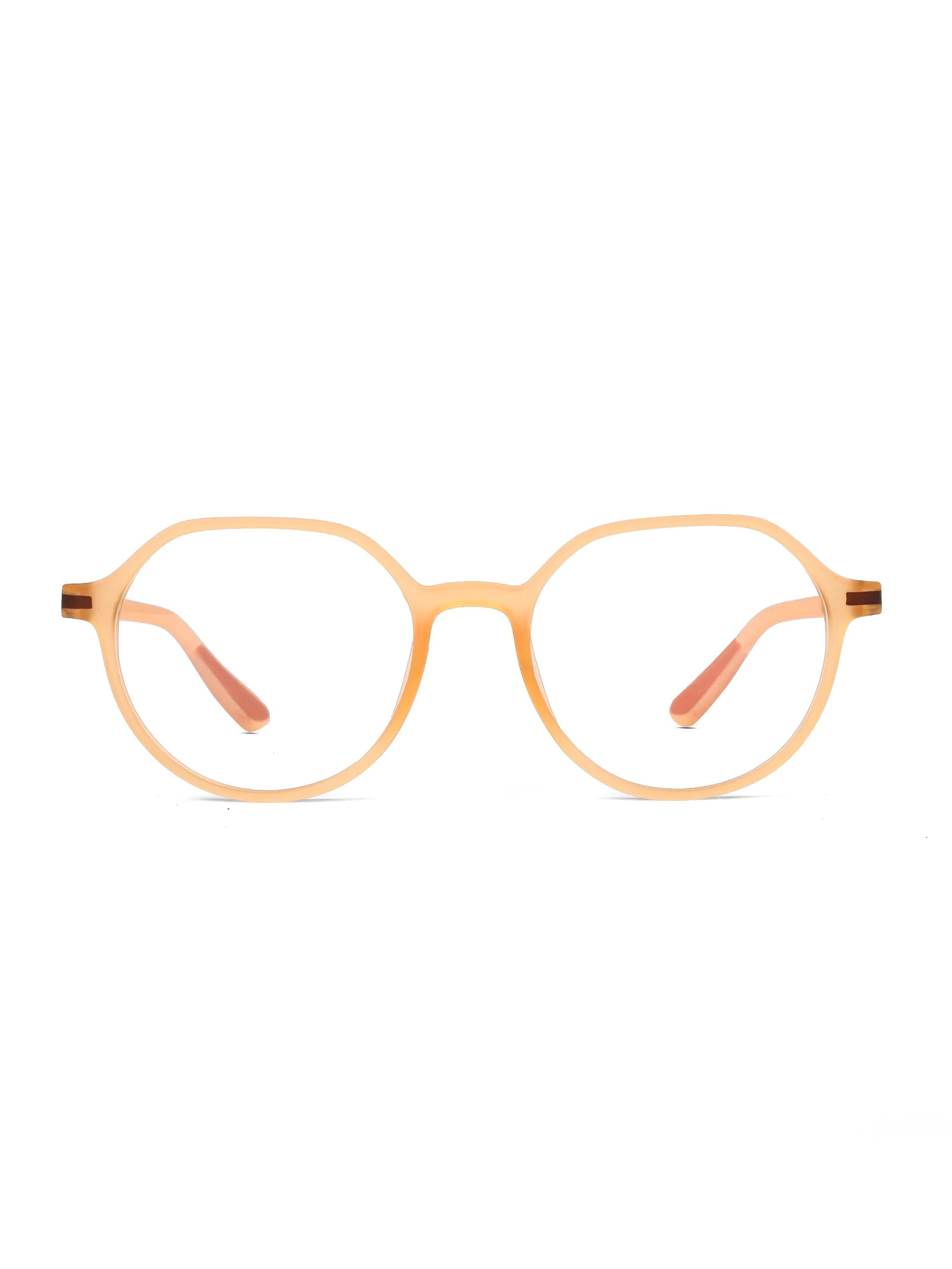 Optibul | Transparent Orange Medium Full Rim Square Computer Glasses for Men & Women [Blue Block]