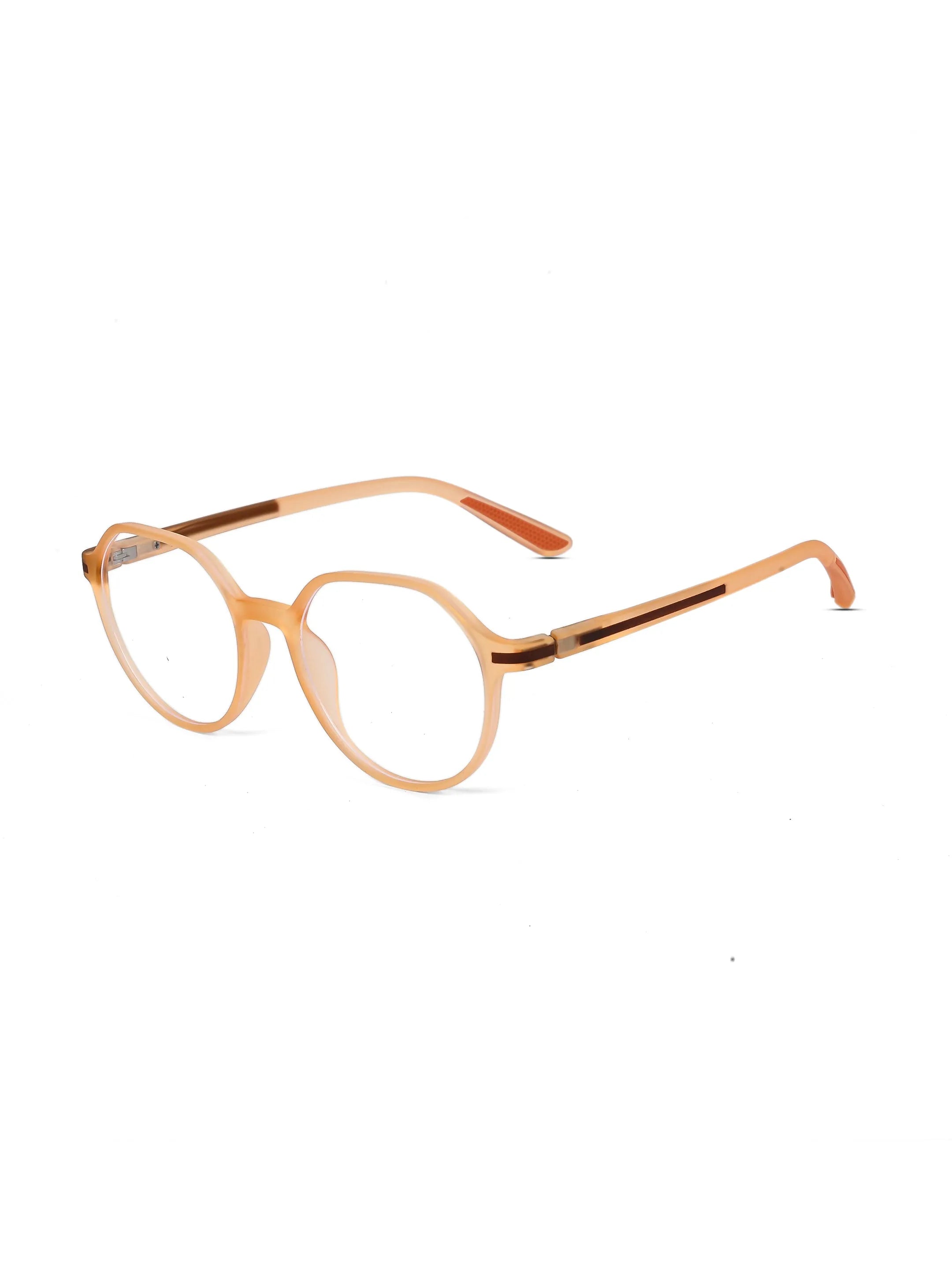 Optibul | Transparent Orange Medium Full Rim Square Computer Glasses for Men & Women [Blue Block]
