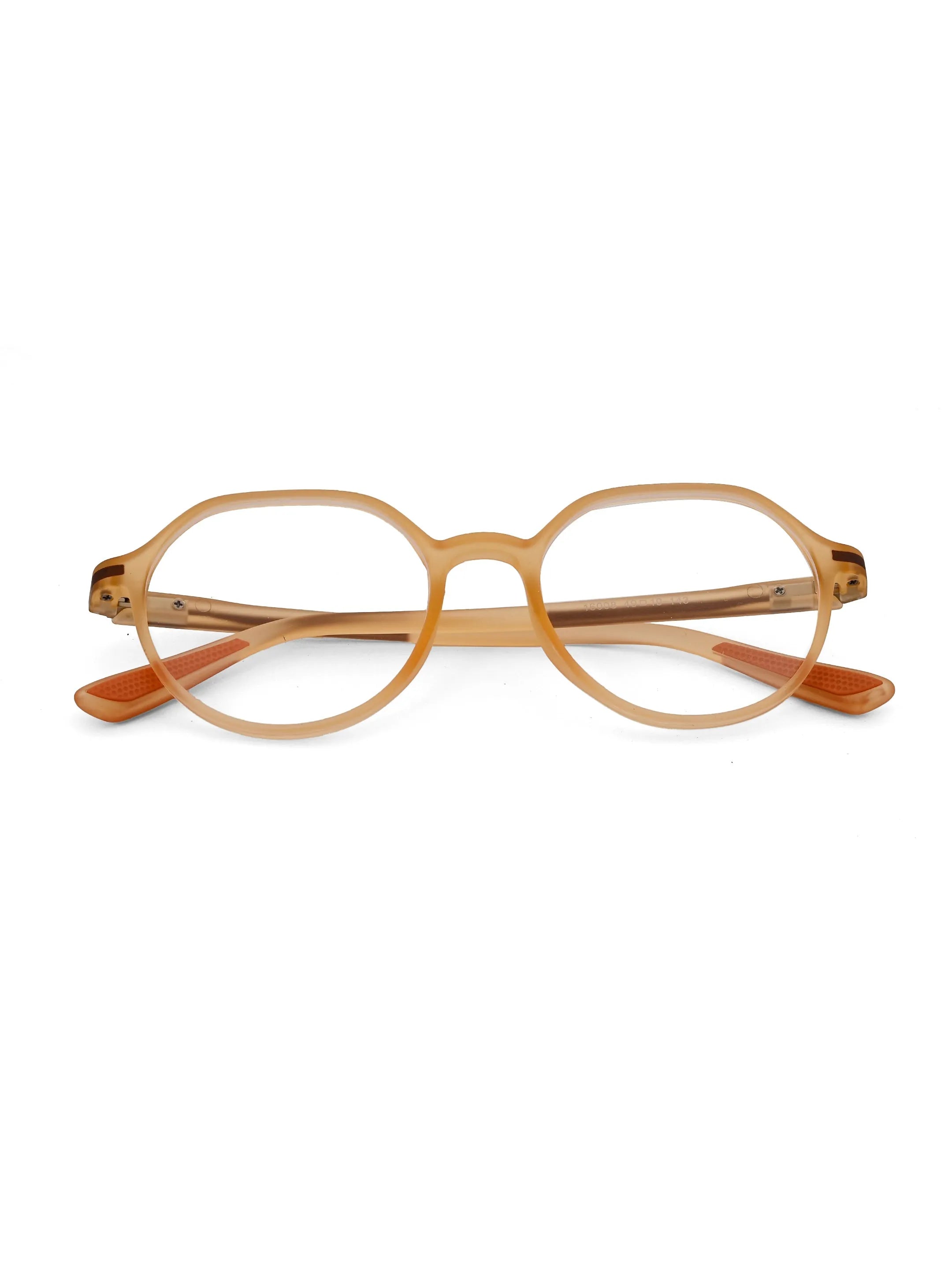 Optibul | Transparent Orange Medium Full Rim Square Computer Glasses for Men & Women [Blue Block]