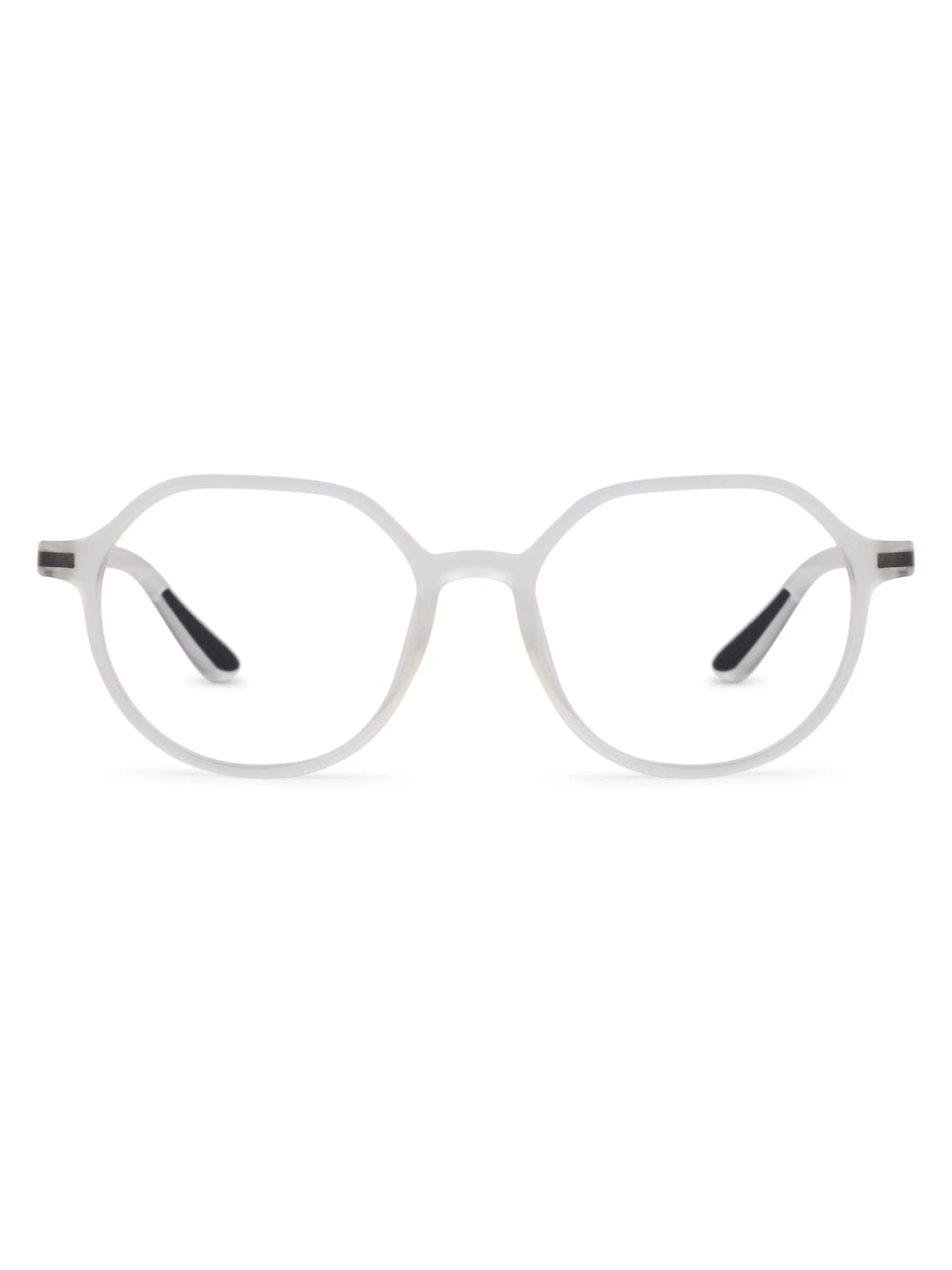 Optibul | Transparent White Medium Full Rim Square Computer Glasses for Men & Women [Blue Block]