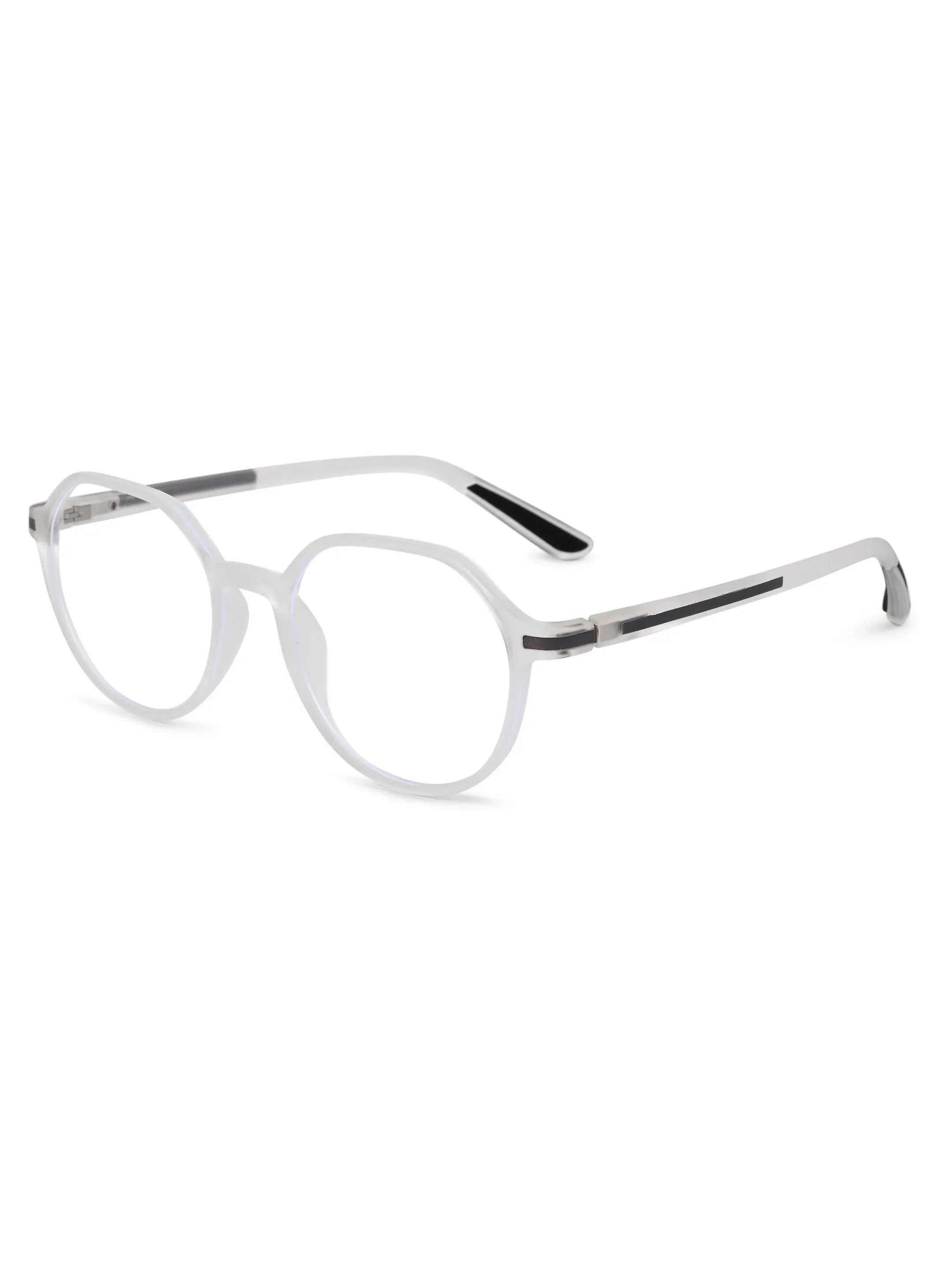 Optibul | Transparent White Medium Full Rim Square Computer Glasses for Men & Women [Blue Block]