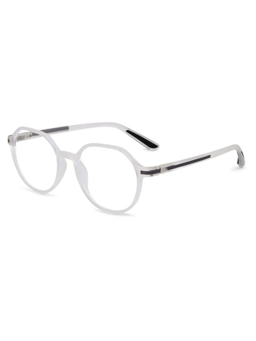 Optibul | Transparent White Medium Full Rim Square Computer Glasses for Men & Women [Blue Block]
